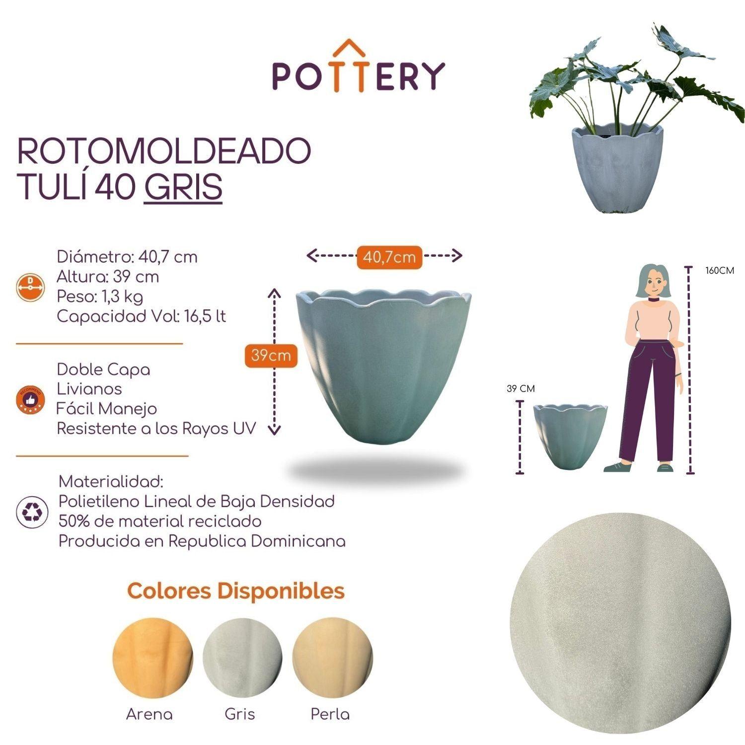 Macetero Grande Tulí 40 Gris-4