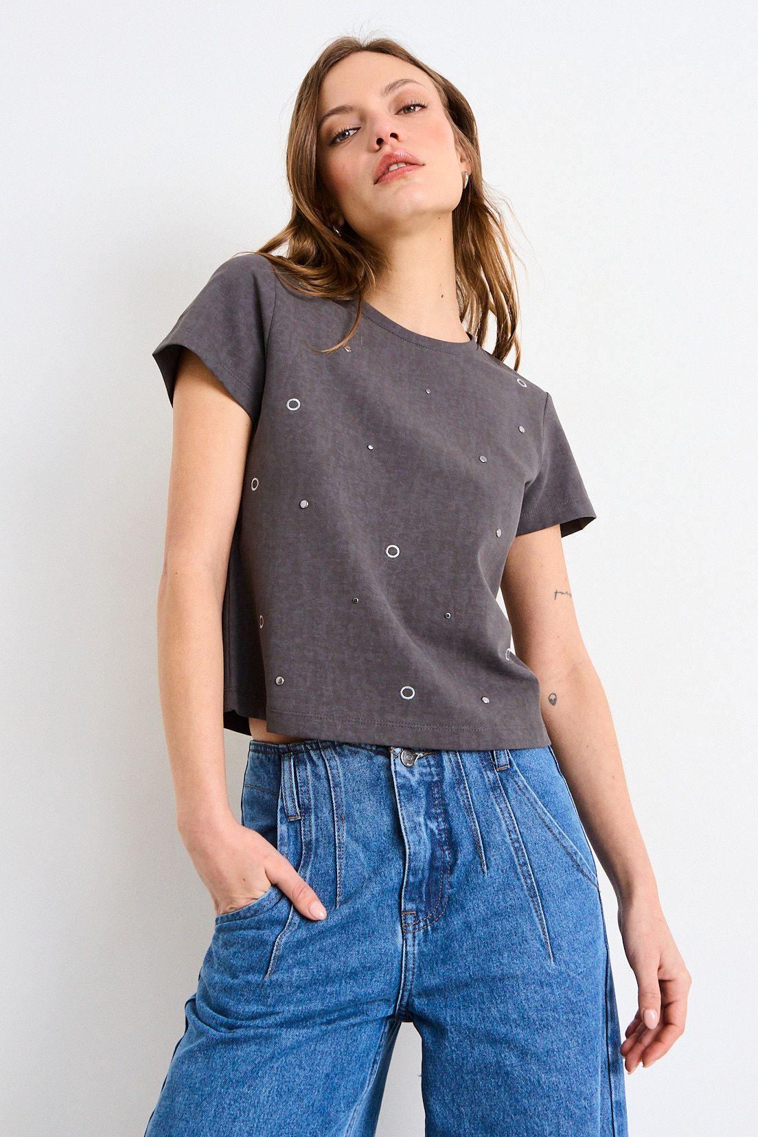 Polera Manga Corta Gris iO 14220226058163-0