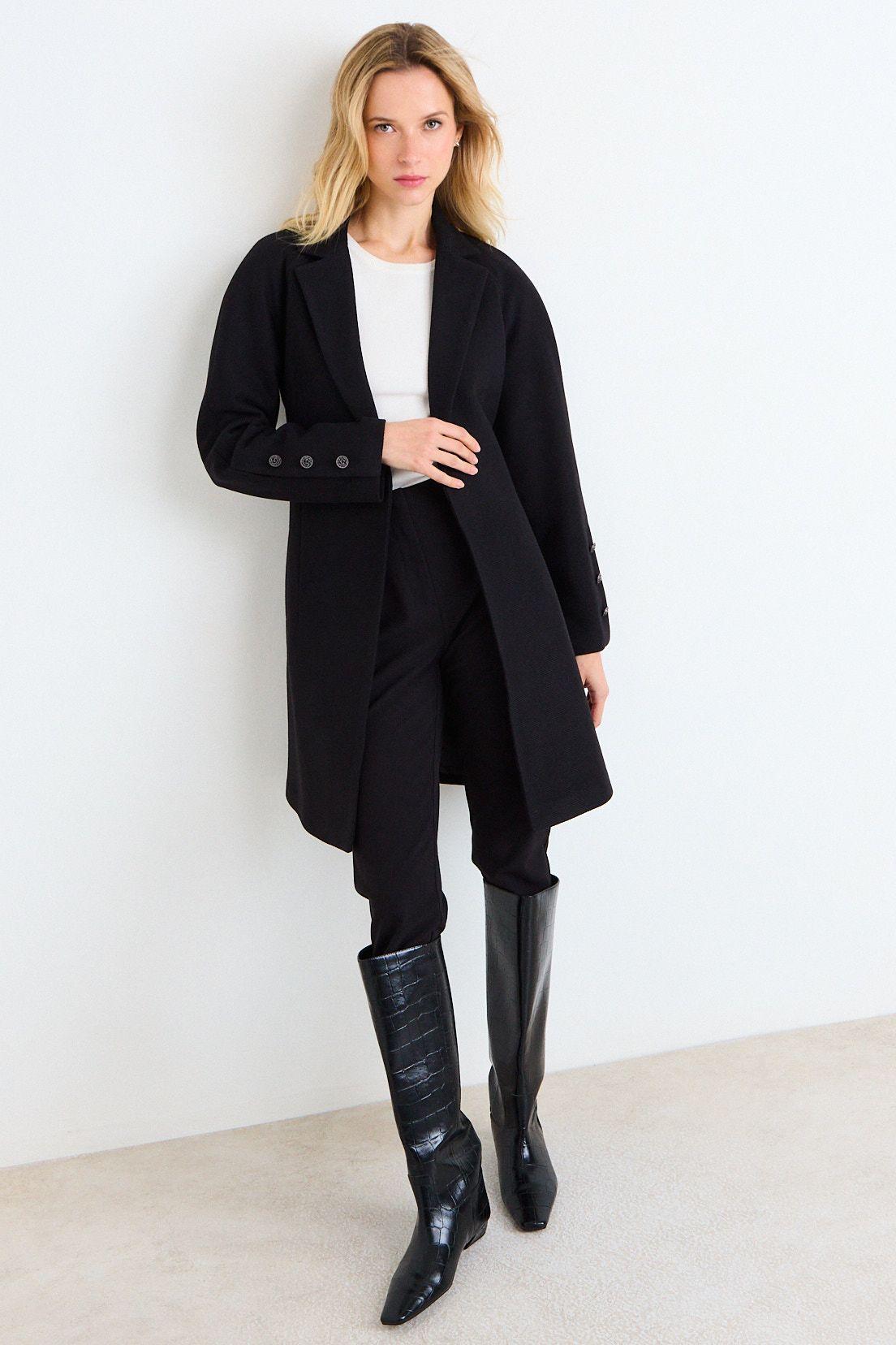 Abrigo Liso De Largo Medio Negro Ash 17207226001102-4