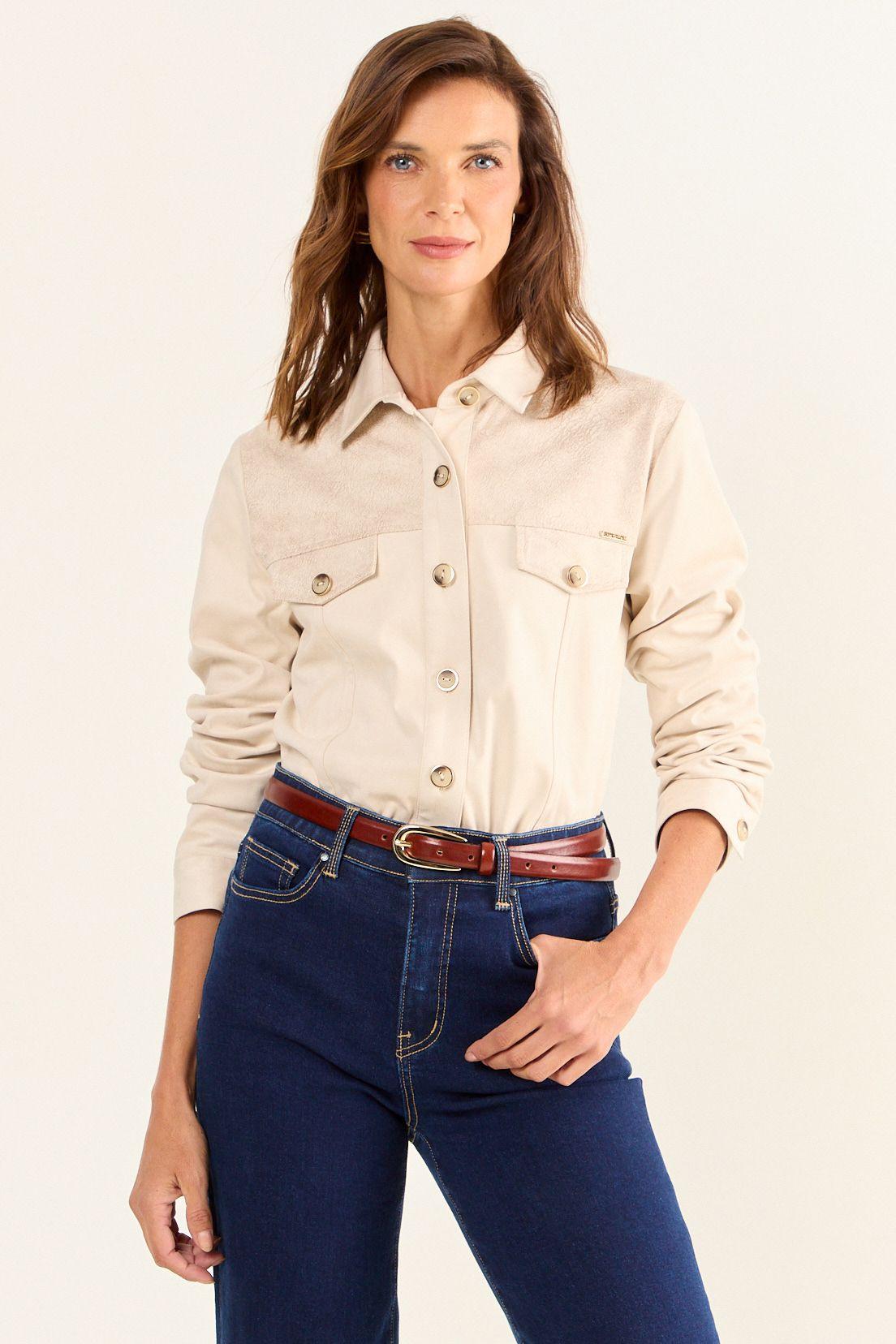 Chaqueta Tipo Sobre Camisa Beige Ma Griffe 17502126055106-1