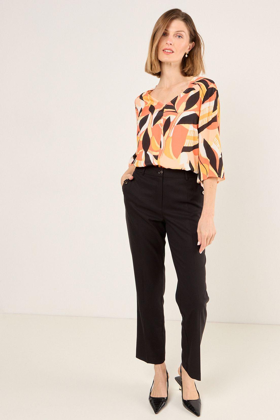 Blusa De Viscosa Estampada Naranjo Ma Griffe 14102225057114-4