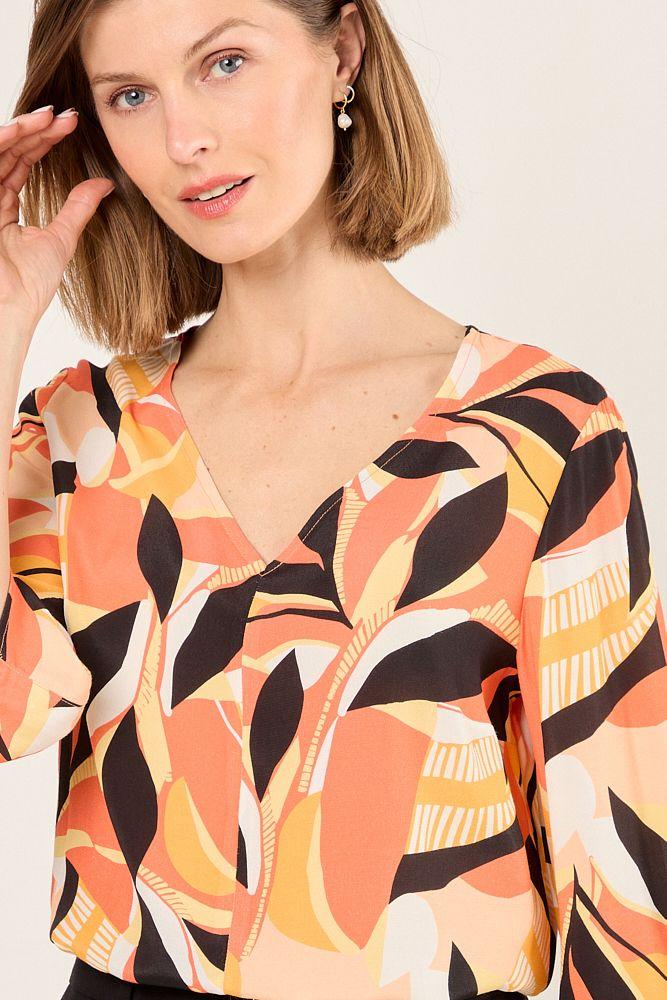 Blusa De Viscosa Estampada Naranjo Ma Griffe 14102225057114-1