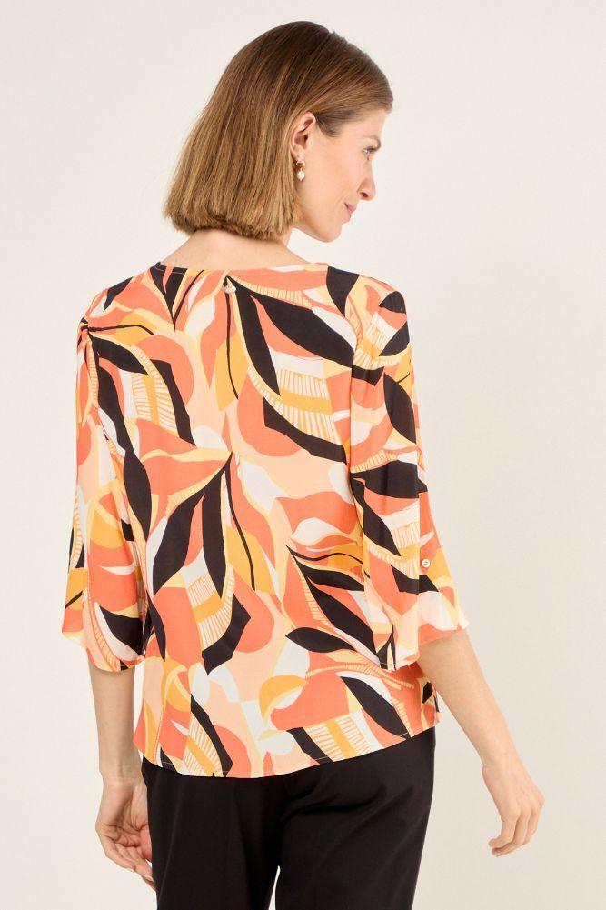 Blusa De Viscosa Estampada Naranjo Ma Griffe 14102225057114-2