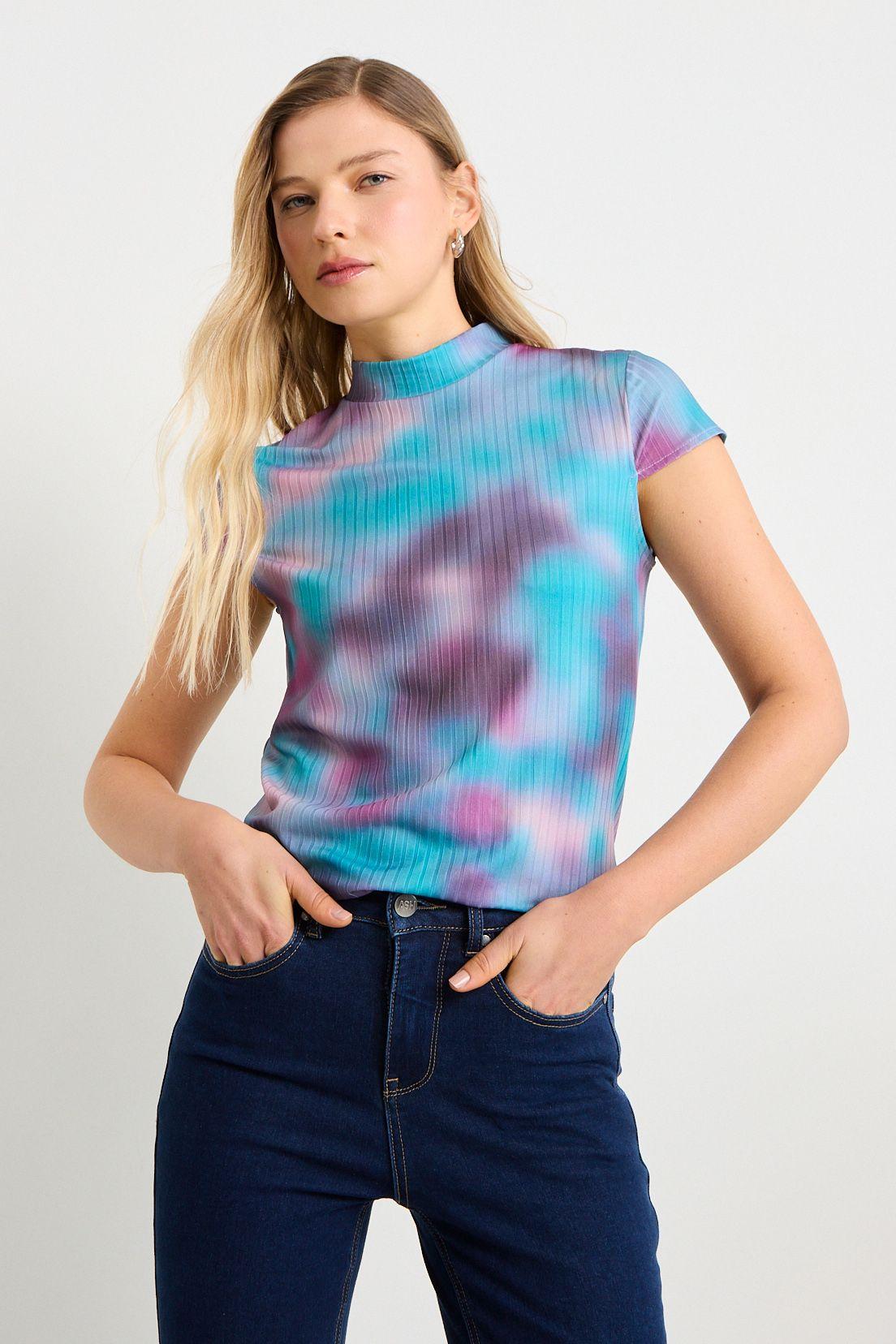 Polera Manga Corta Celeste Ash 14307225053123-0