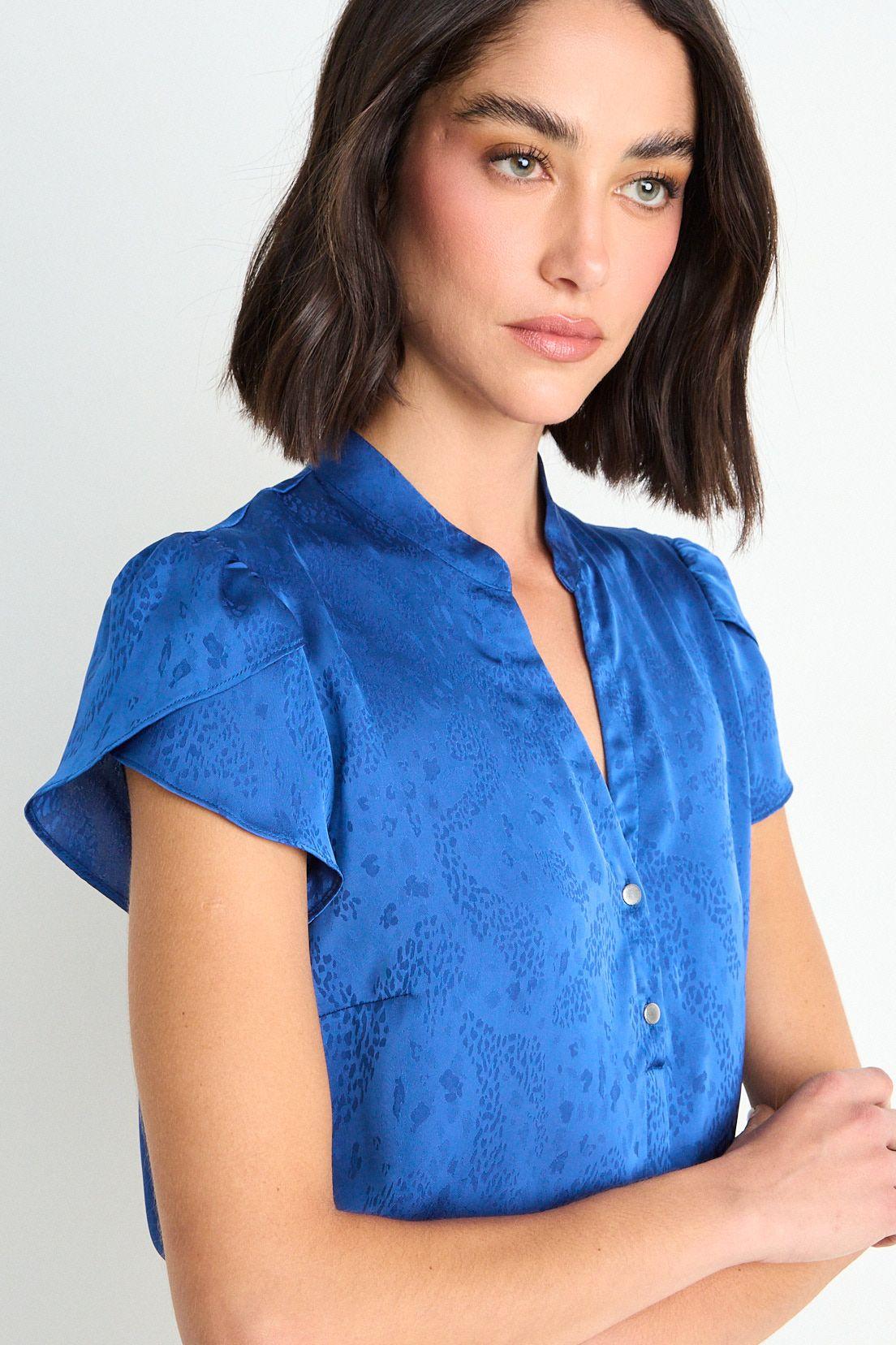 Blusa Lisa Con Mangas Tulipan Azul Ash 14007126002104-1