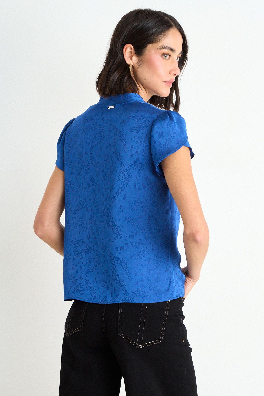 Blusa Lisa Con Mangas Tulipan Azul Ash 14007126002104-2