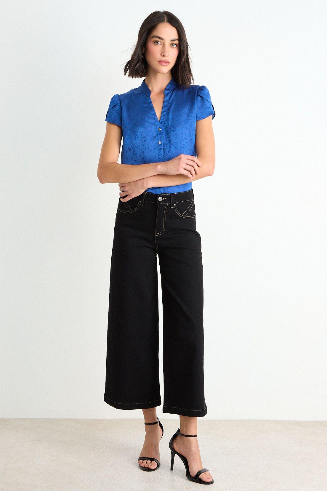 Blusa Lisa Con Mangas Tulipan Azul Ash 14007126002104-3