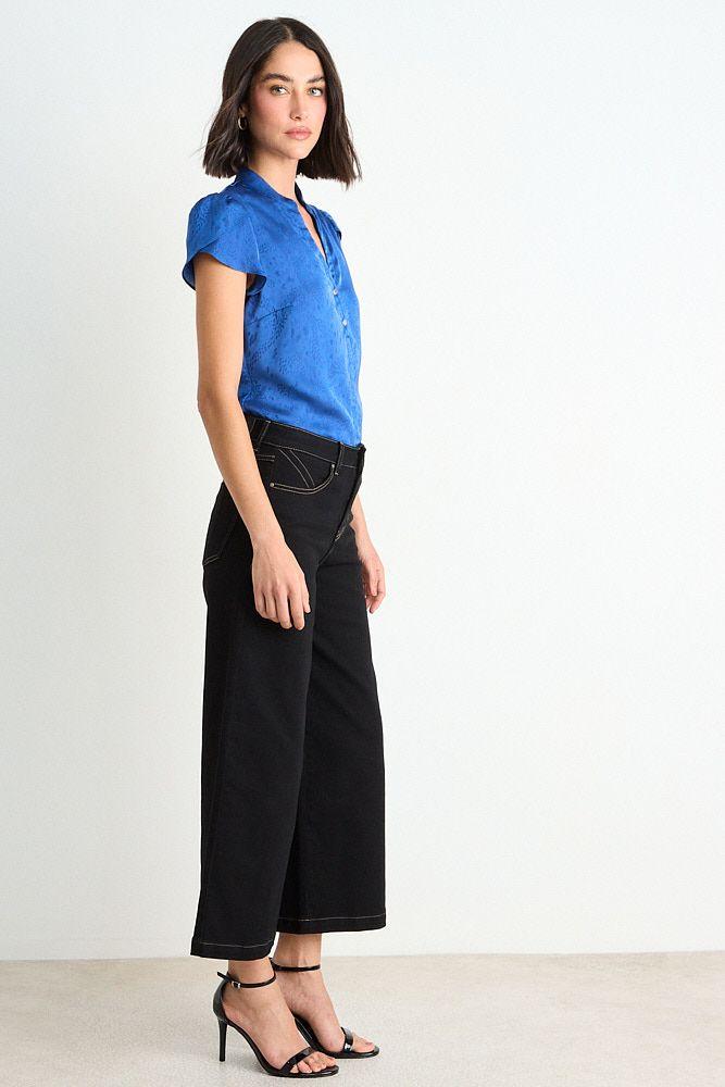 Blusa Lisa Con Mangas Tulipan Azul Ash 14007126002104-4