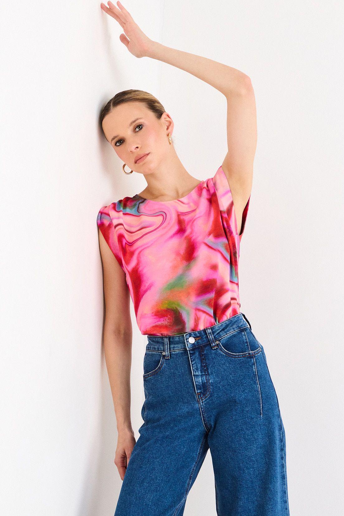 Blusas Sin Manga Rosa Ash 14107226055123-0