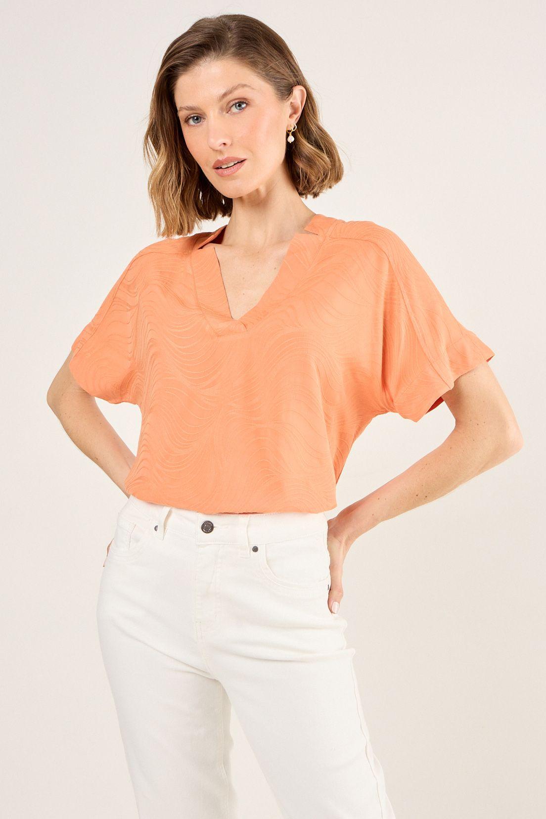 Blusa Lisa Con Textura Naranjo Ma Griffe 14002225010114-0
