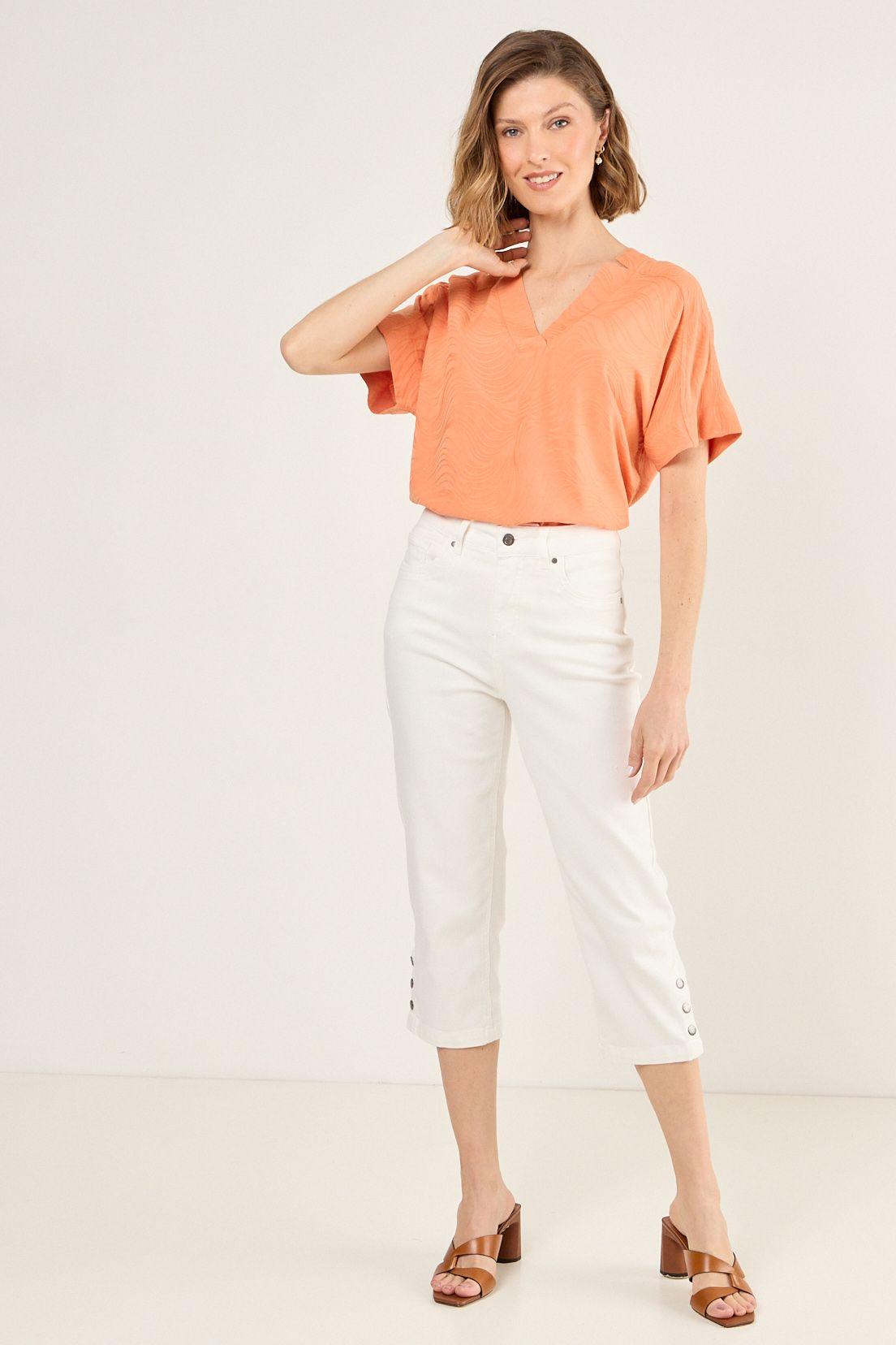 Blusa Lisa Con Textura Naranjo Ma Griffe 14002225010114-3
