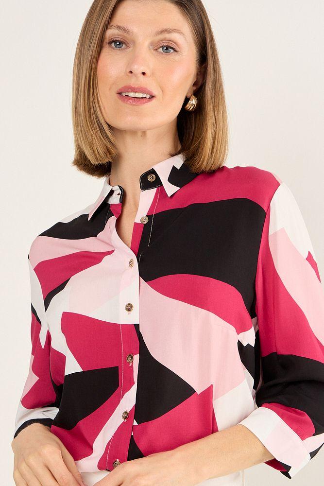 Blusa Viscosa Estamapada Fucsia Ma Griffe 14102225063116-0