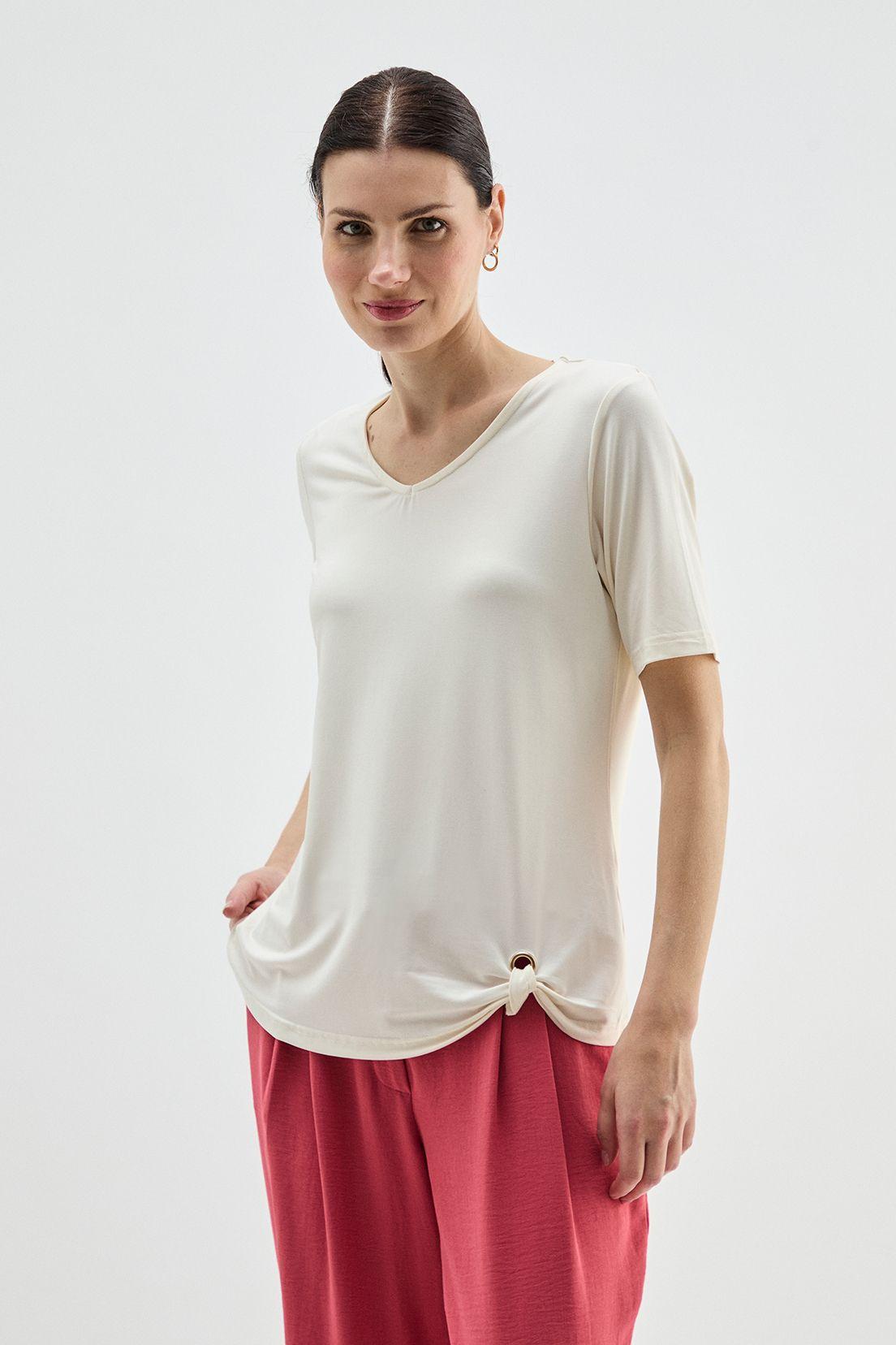Polera Con Nudo Modal Crudo Ma Griffe 14202224064105-0