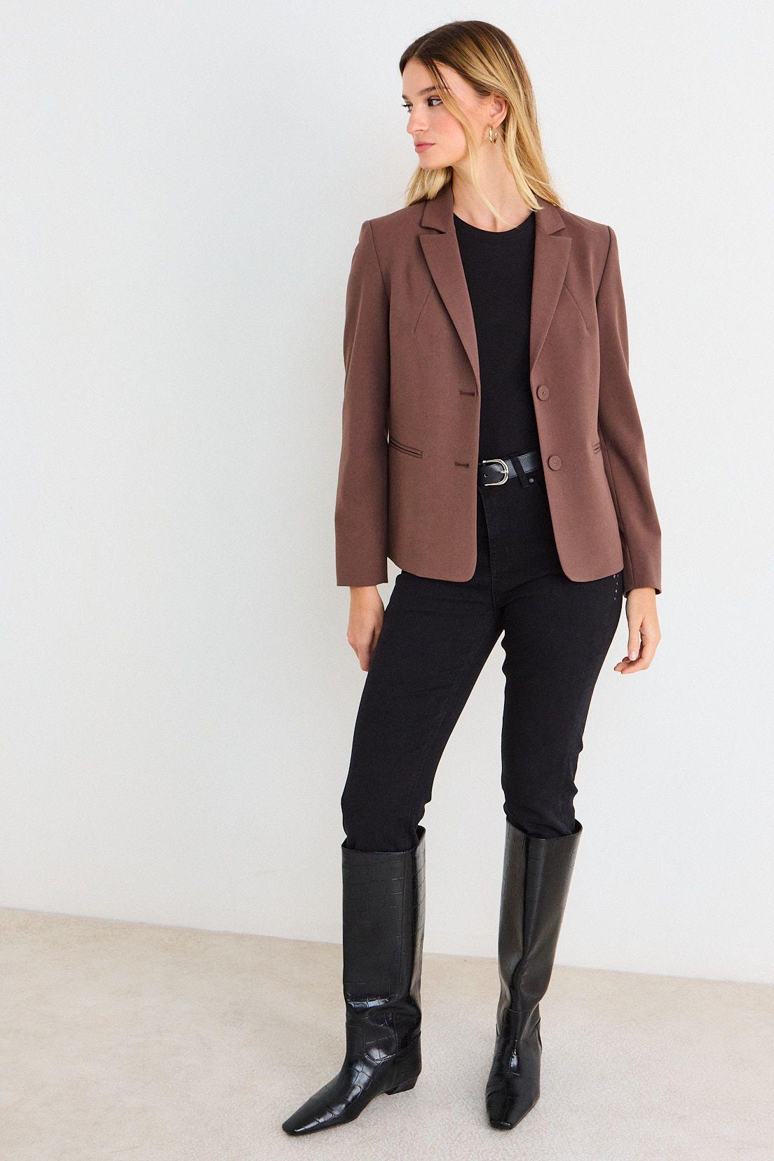 Blazer Liso De Linea Clasica Café Ash 16007226050129-3