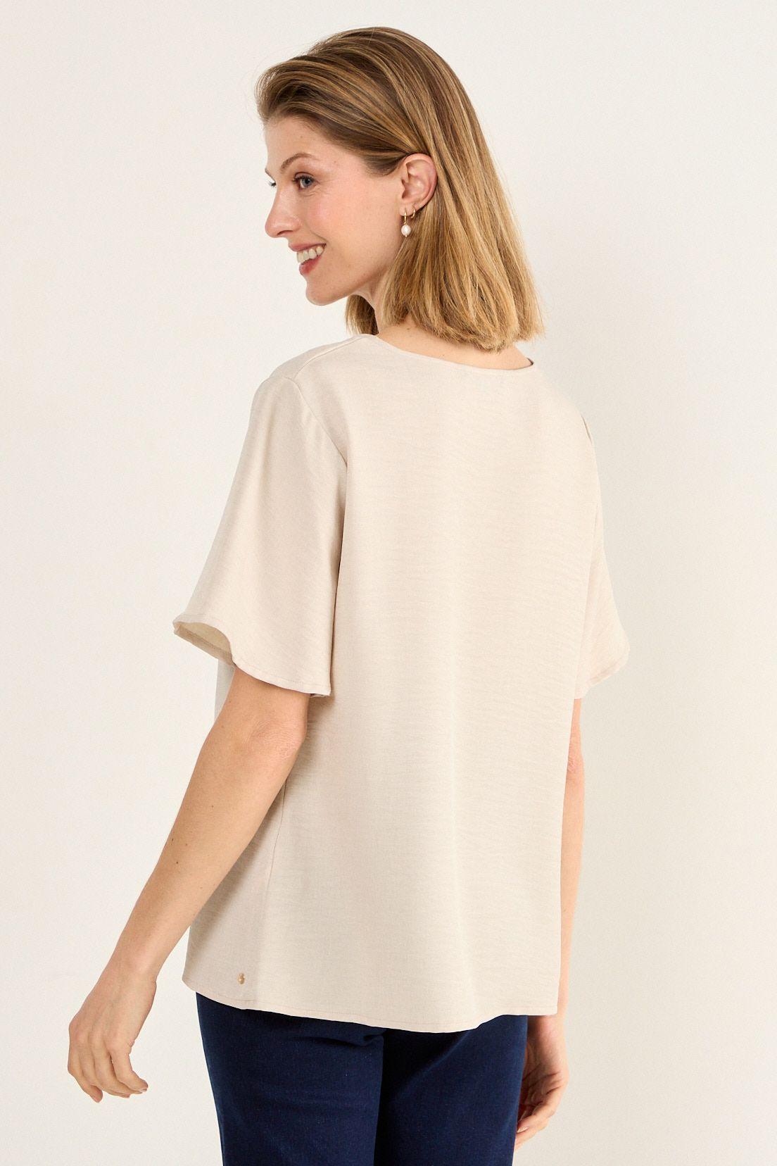 Blusa Escote V Beige Ma Griffe 14002126052106-3