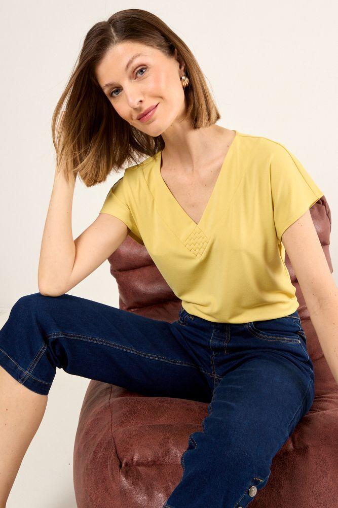 Polera Escote En V Amarillo Ma Griffe 14202225017108-4