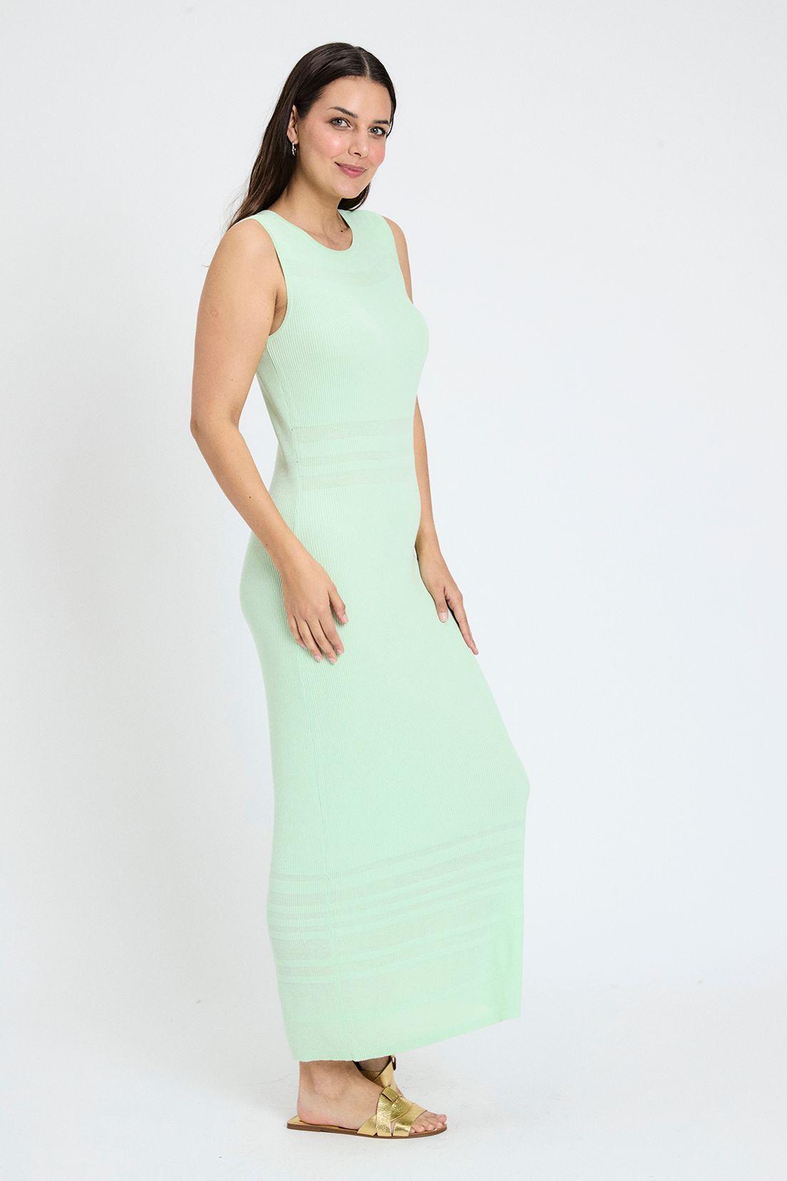 Vestido Liso Largo Tejido Verde Ash 13407224001217-3