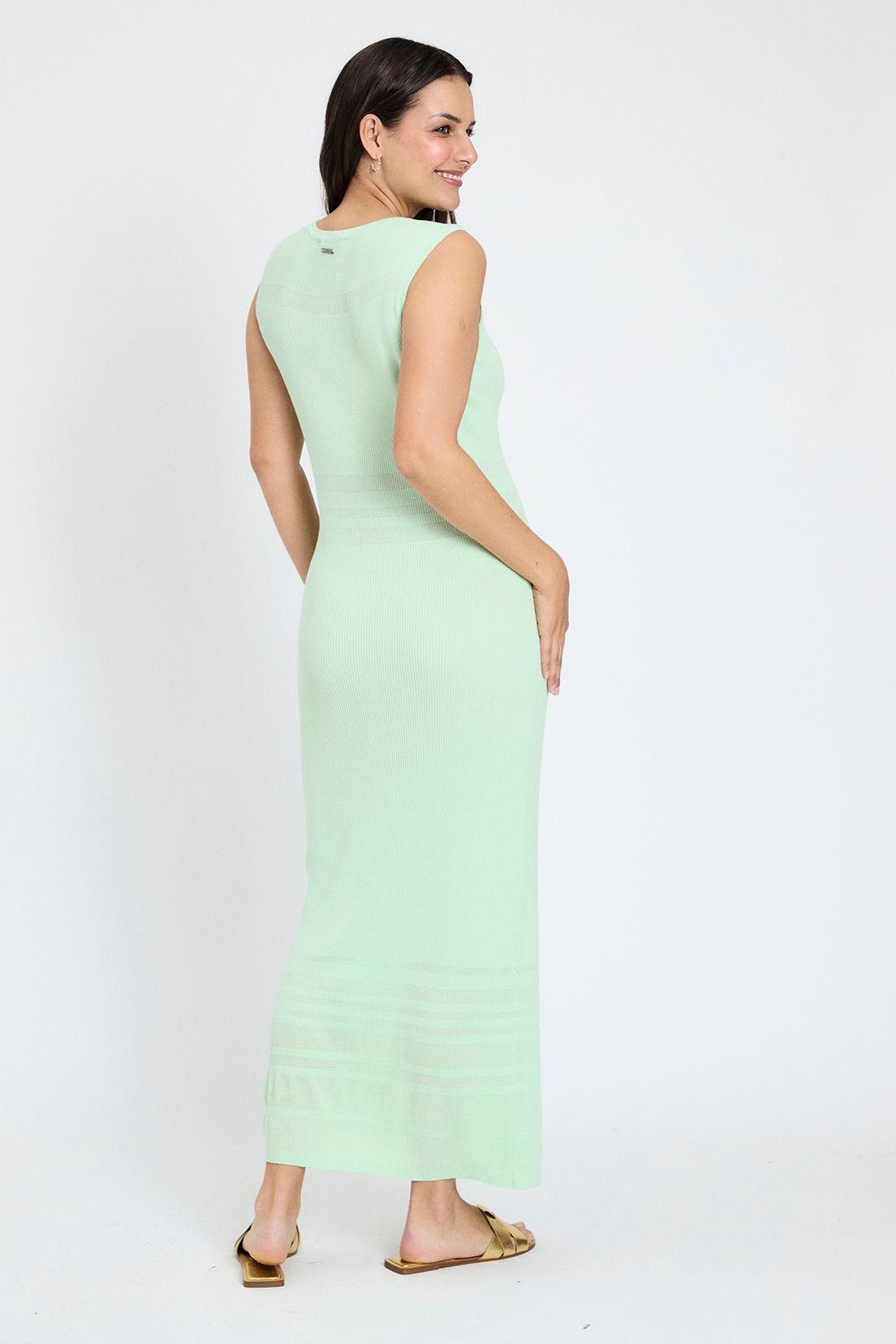 Vestido Liso Largo Tejido Verde Ash 13407224001217-4