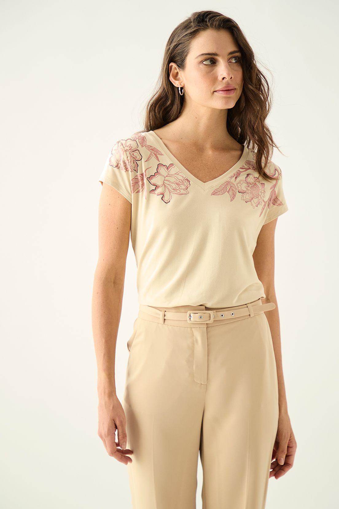 Polera Estampada Focalizada Beige Ash 14607125001106-0