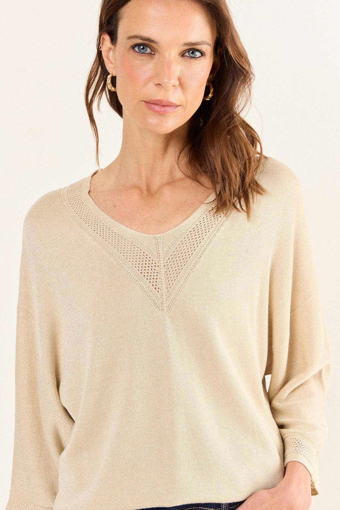 Polera Tejida Lurex Beige Ma Griffe 18202126050106-1