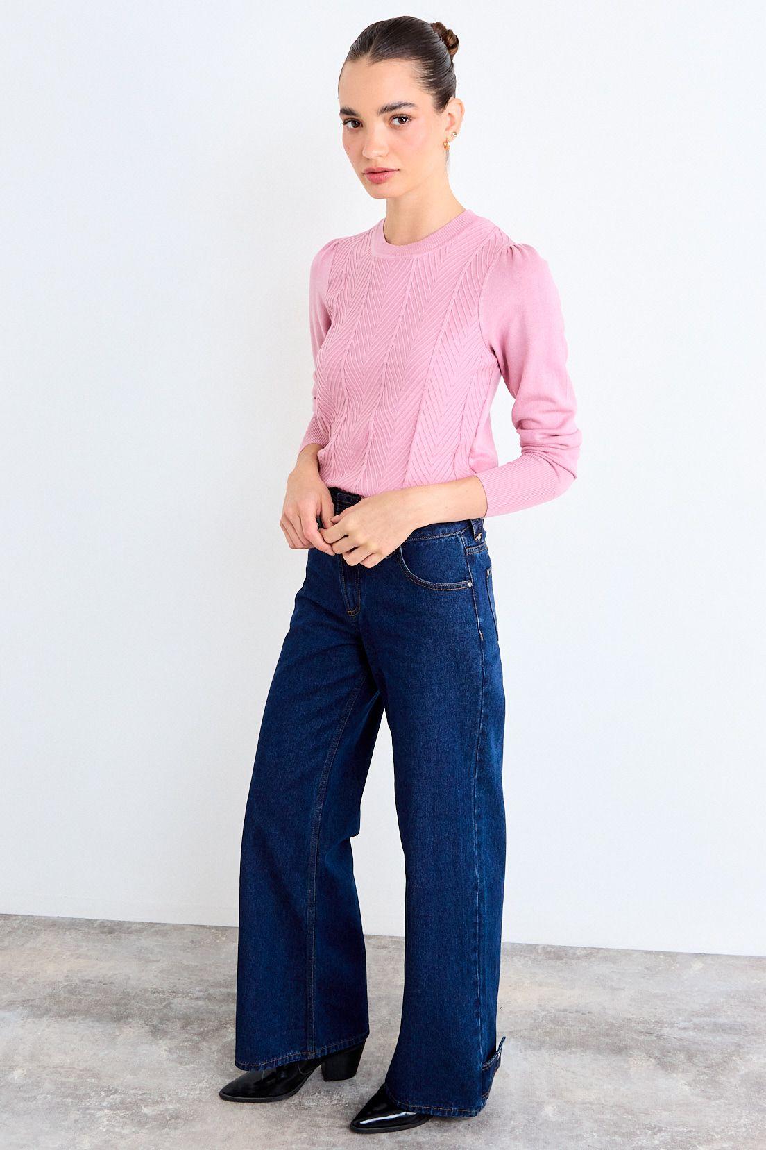 Sweater Liso Rosa iO 18120126023123-3