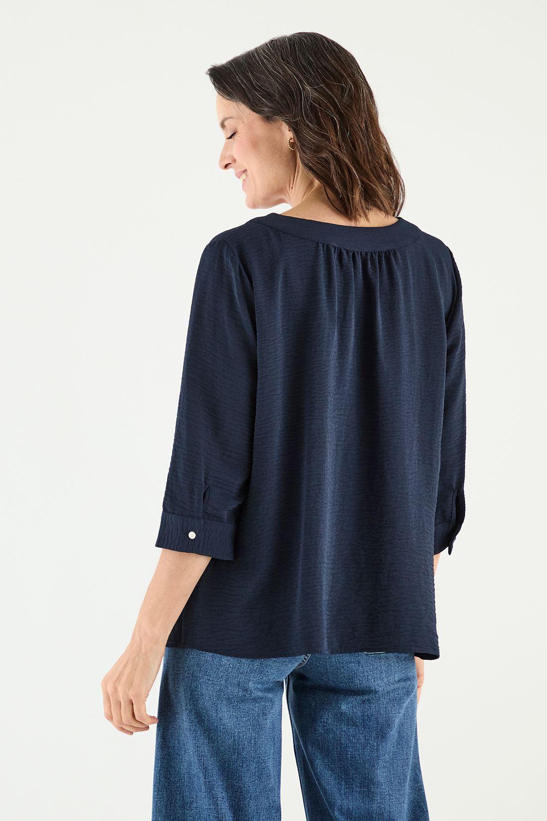 Blusa Escote En V Con Botones Azul Ma Griffe 14002125004104-3