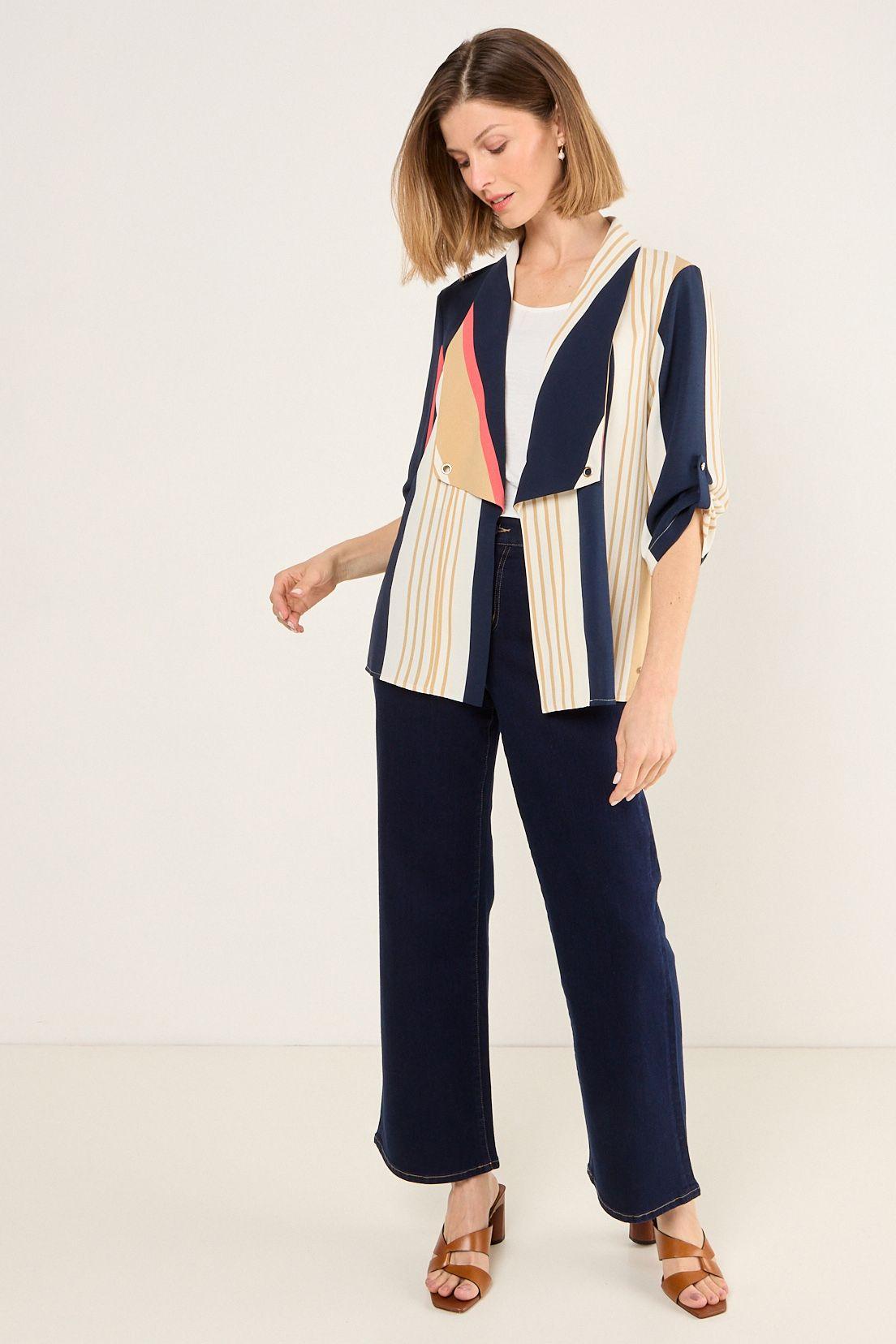 Tapado Estampado Con Solapa Azul Ma Griffe 15502225007104-4