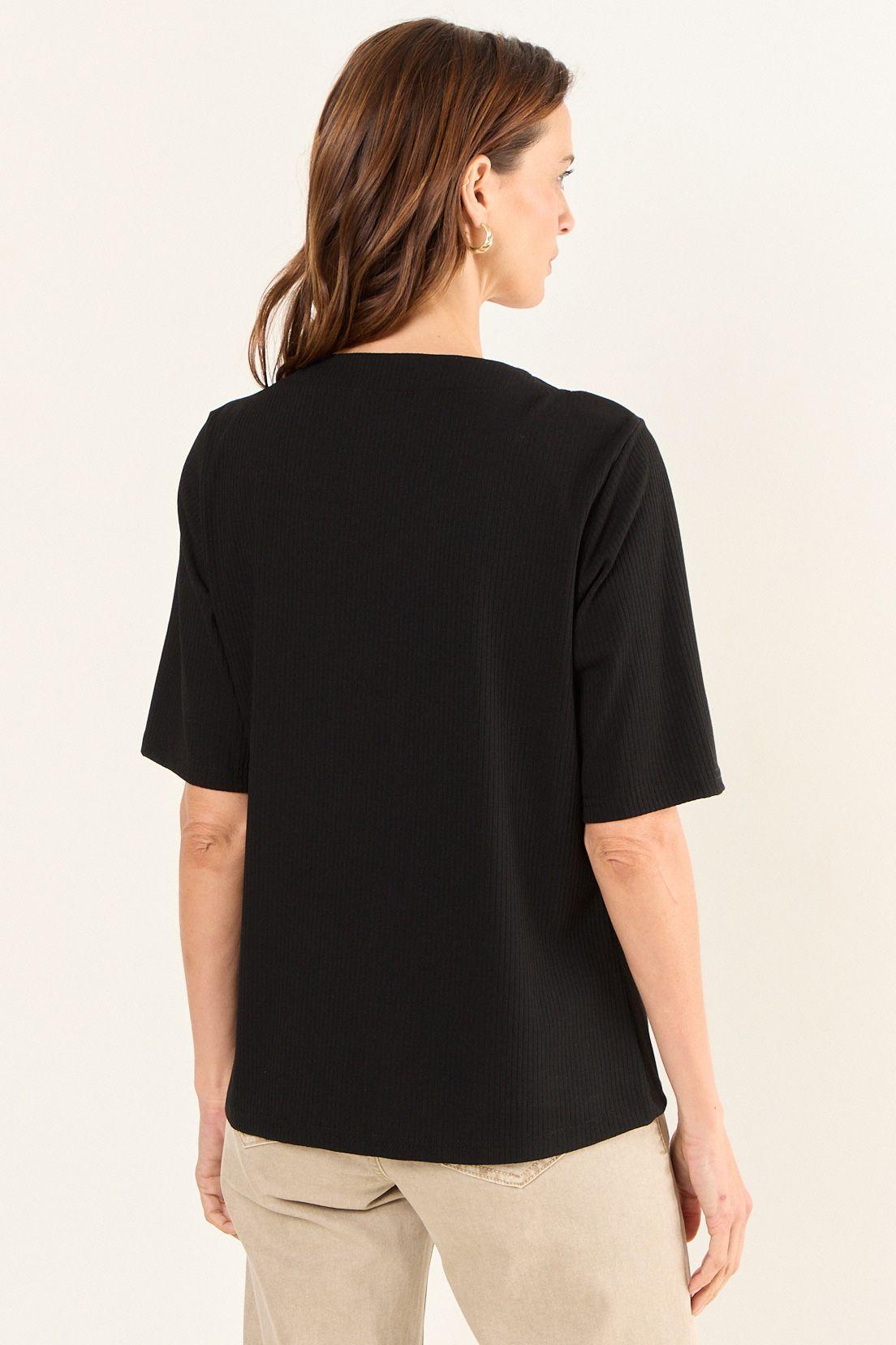 Polera Cuello V Acanalada Negro Ma Griffe 14202126051102-2