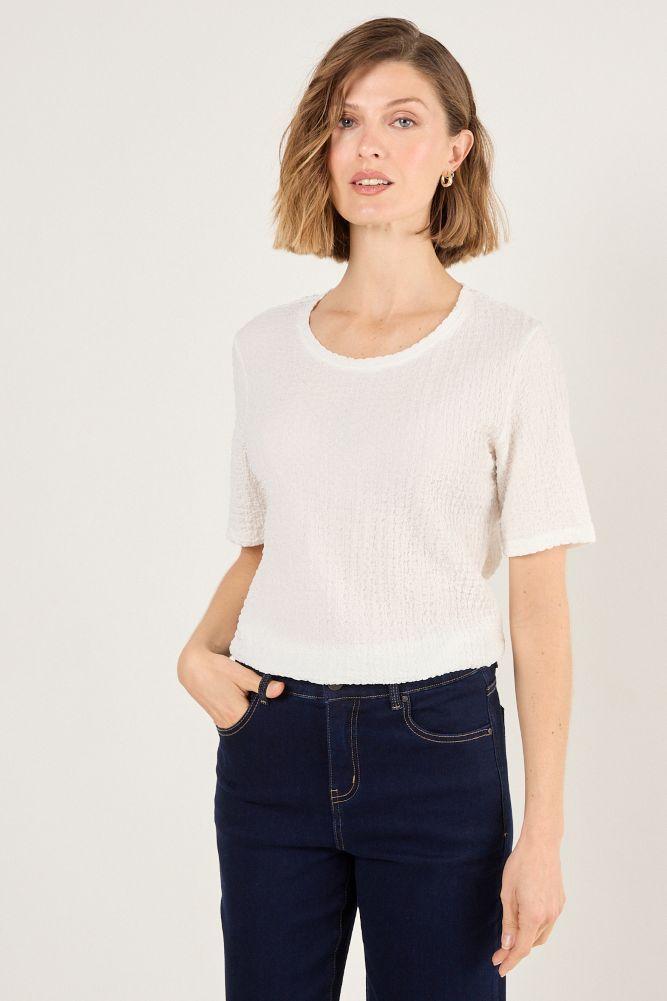 Polera Con Textura Arrugada Blanco Ma Griffe 14202225013101-0