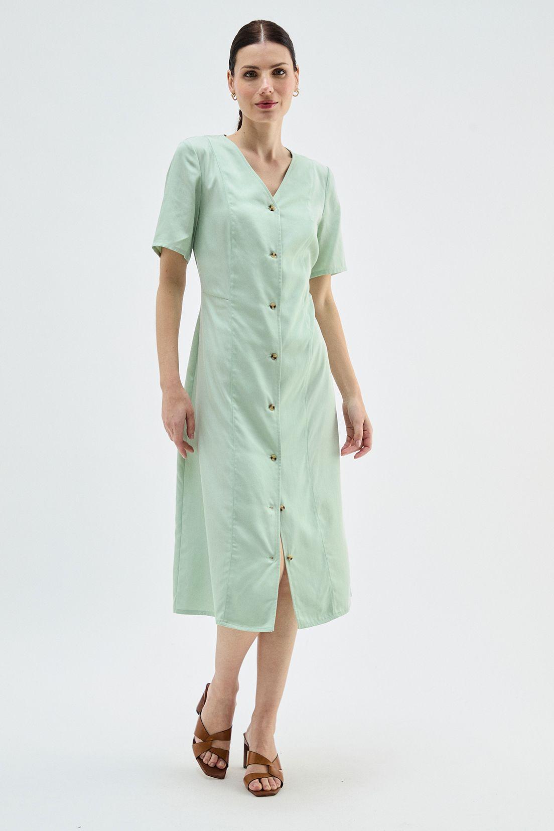 Vestido Lyocell Abotonado Verde Ma Griffe 13002224057117-0