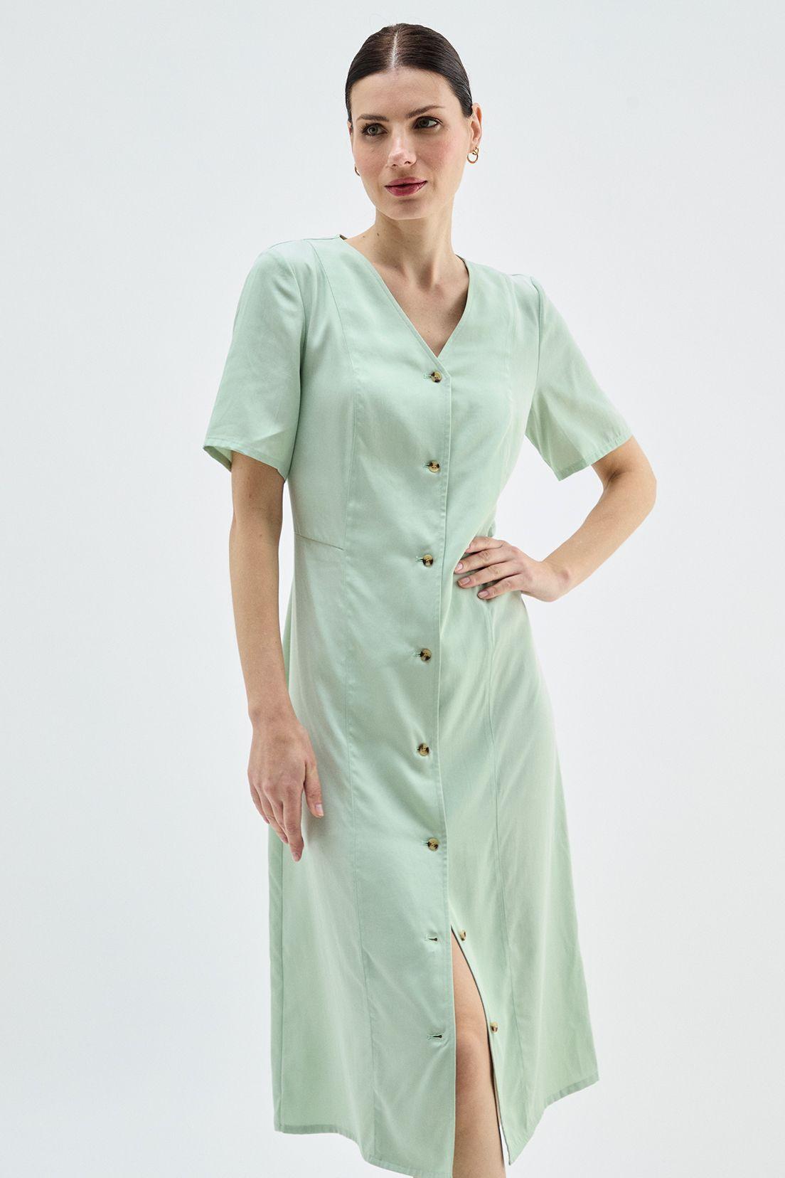 Vestido Lyocell Abotonado Verde Ma Griffe 13002224057117-2