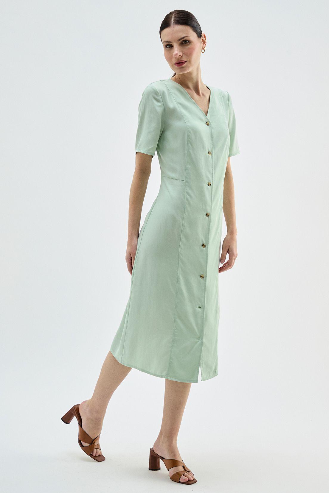 Vestido Lyocell Abotonado Verde Ma Griffe 13002224057117-3