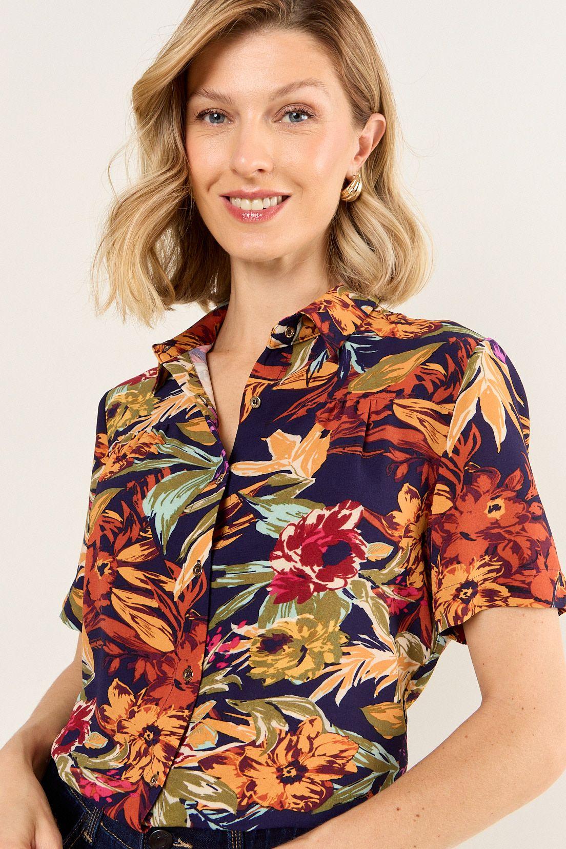 Blusa Camisera Estampada Azul Ma Griffe 14102126052104-1