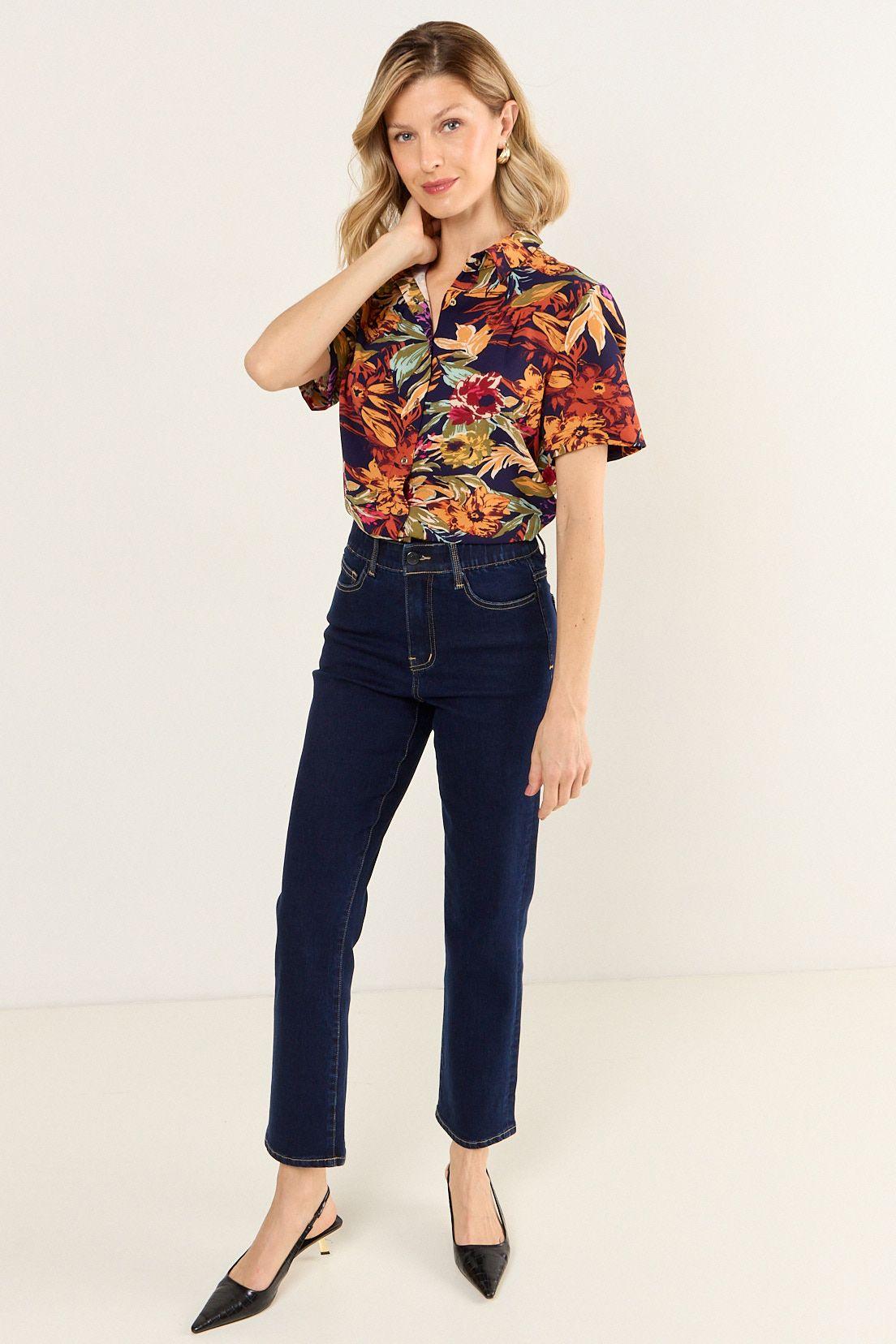 Blusa Camisera Estampada Azul Ma Griffe 14102126052104-3