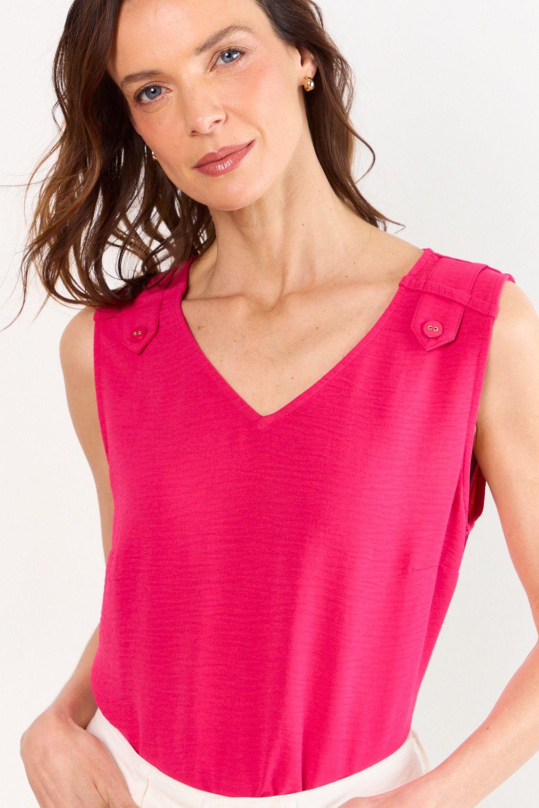 Blusas Sin Manga Fucsia Ma Griffe 14002226008116-0