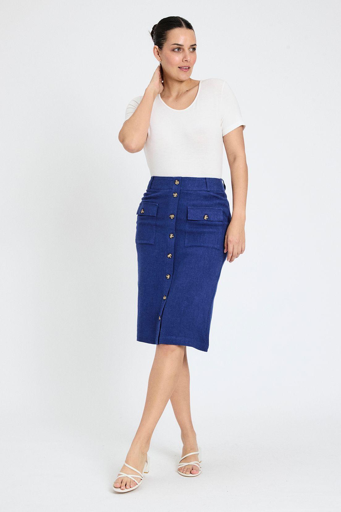 Falda Lisa Larga Azul Ash 12304224001104-0