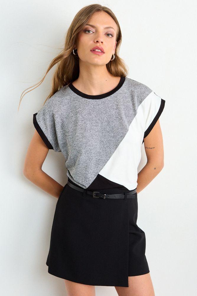 Polera Lisa Hombro Caido Gris Ash 14207225056113-0