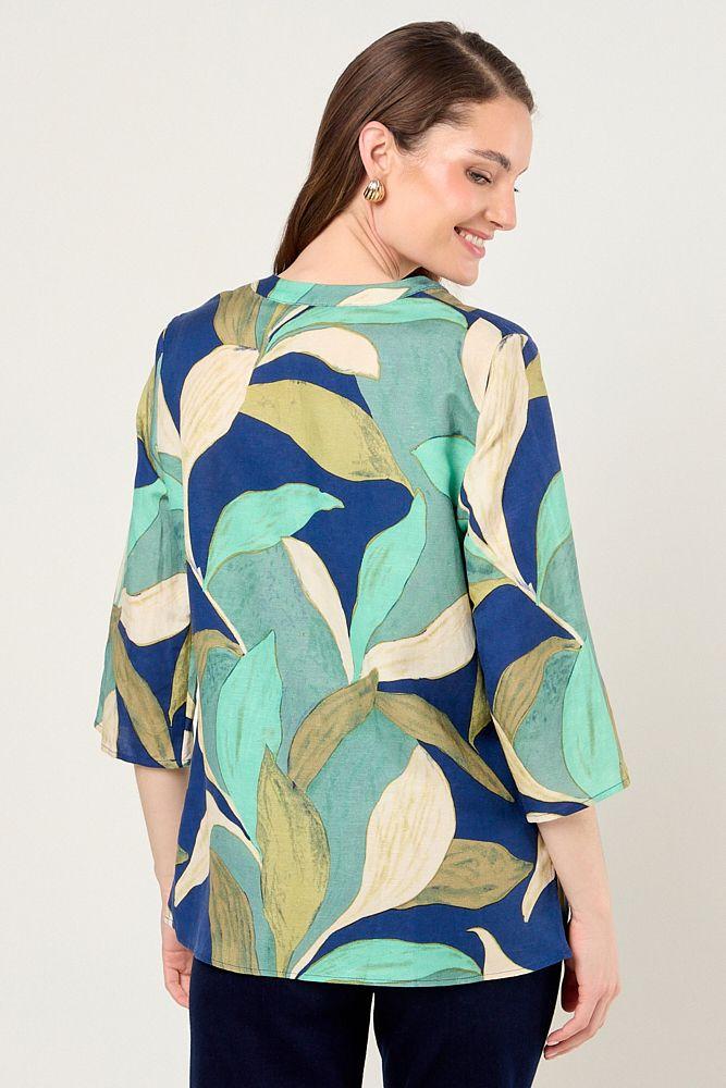 Blusa Lino Estampado Azul Marino Ma Griffe 14102225060104-2