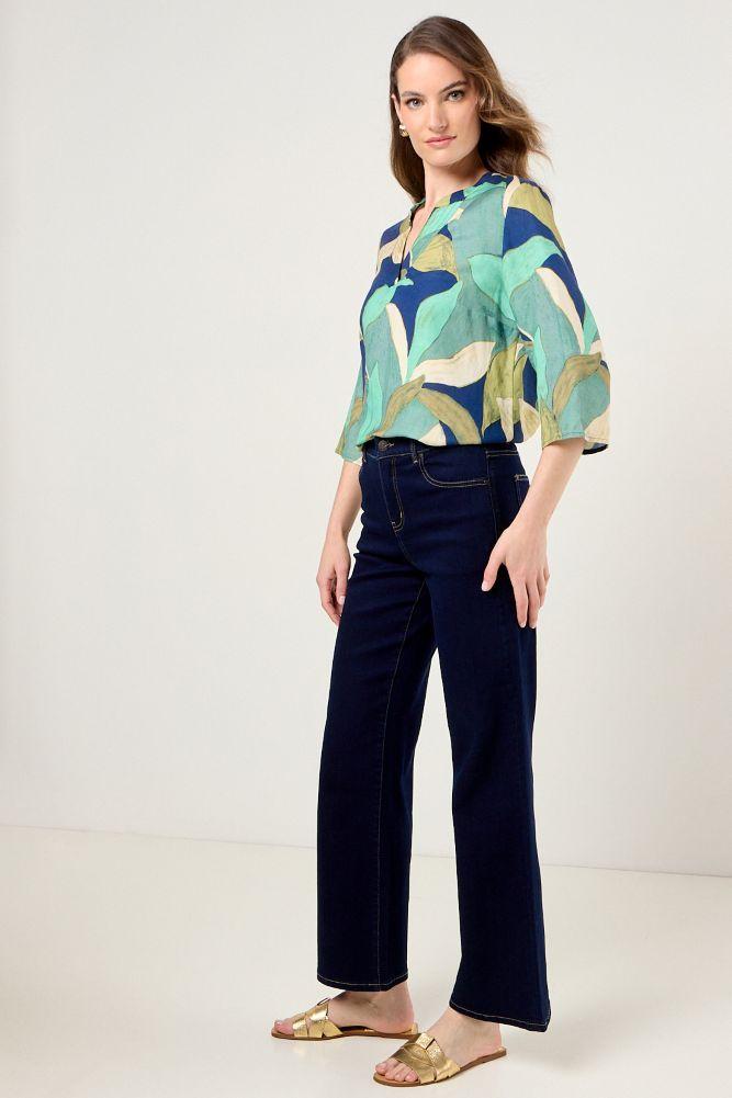 Blusa Lino Estampado Azul Marino Ma Griffe 14102225060104-4