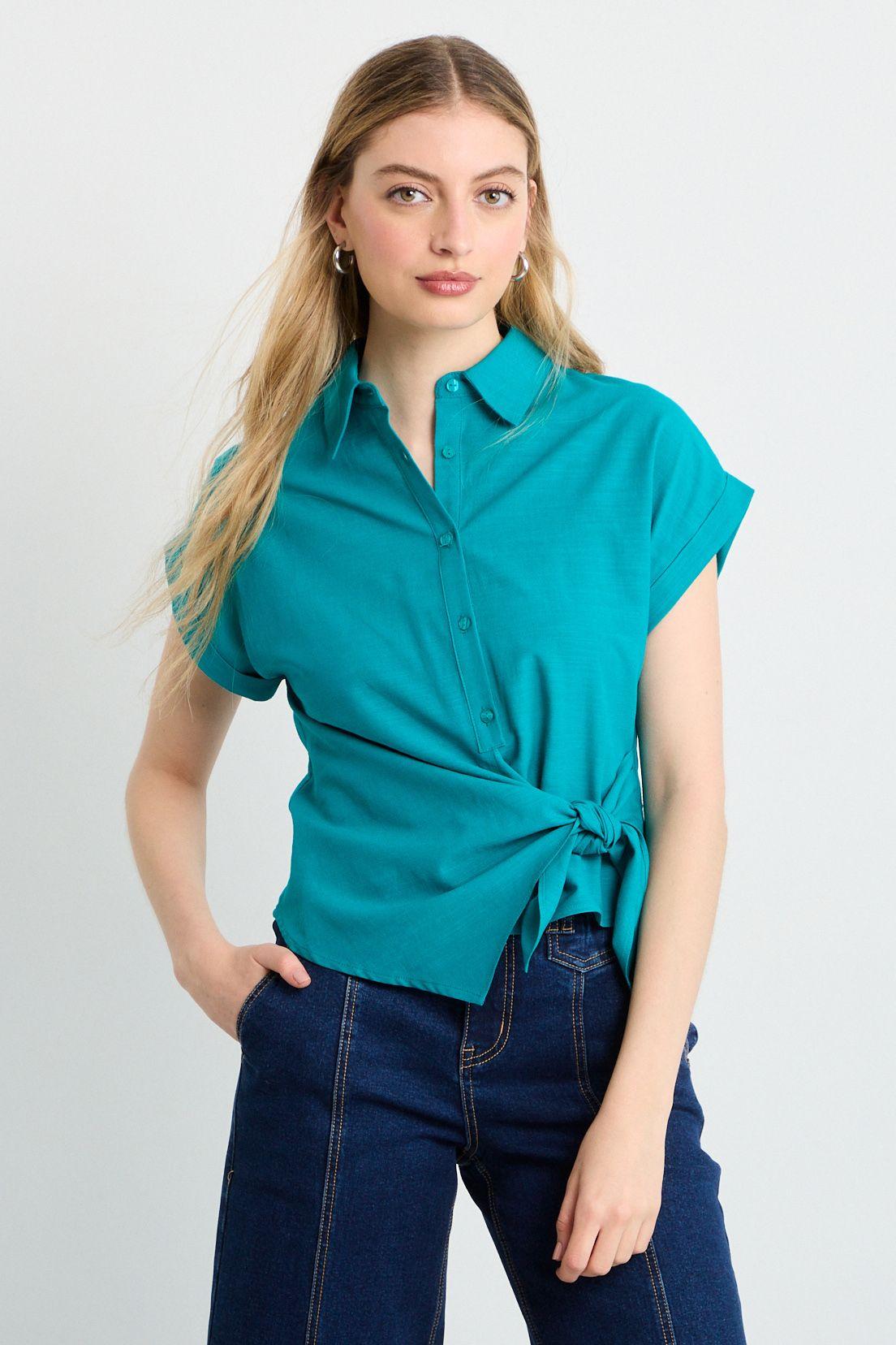 Blusas Manga Corta Verde iO 14020225065217-1