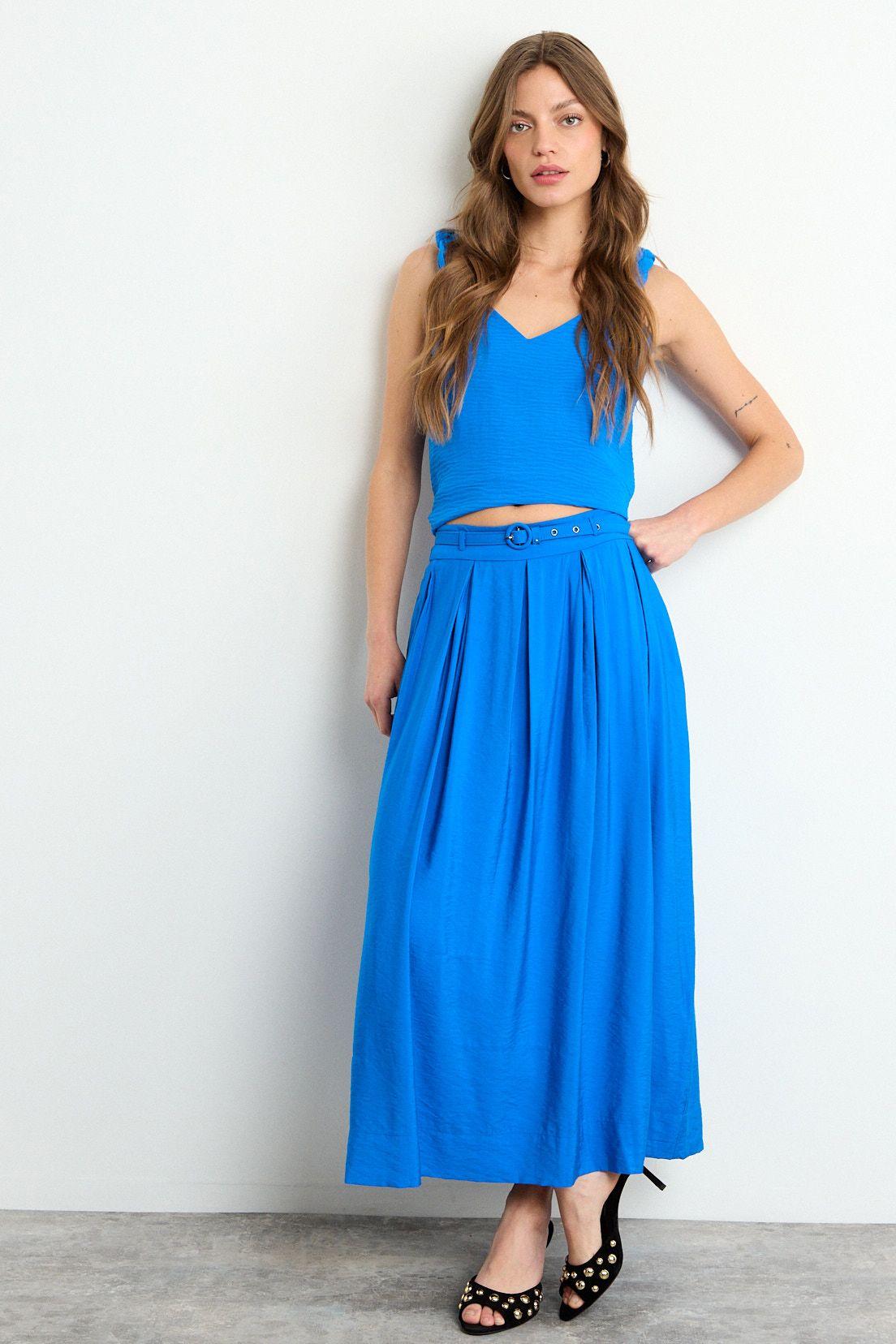 Falda Lisa Larga Azul iO 12320225051134-0