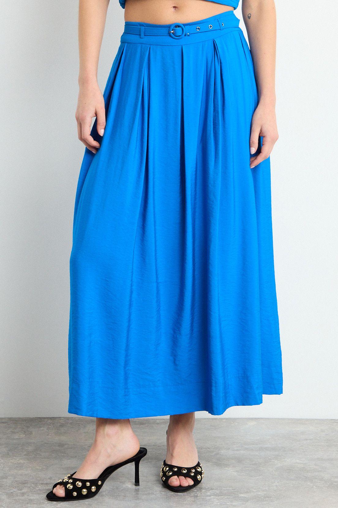 Falda Lisa Larga Azul iO 12320225051134-1