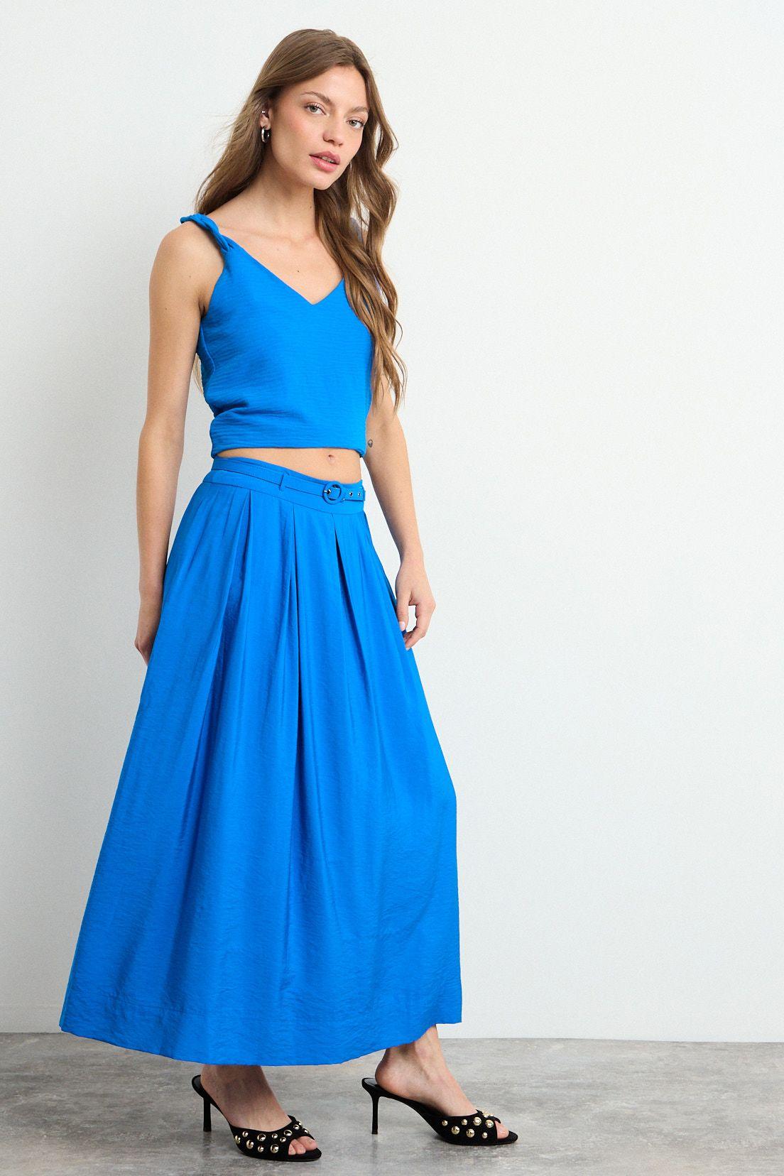 Falda Lisa Larga Azul iO 12320225051134-4