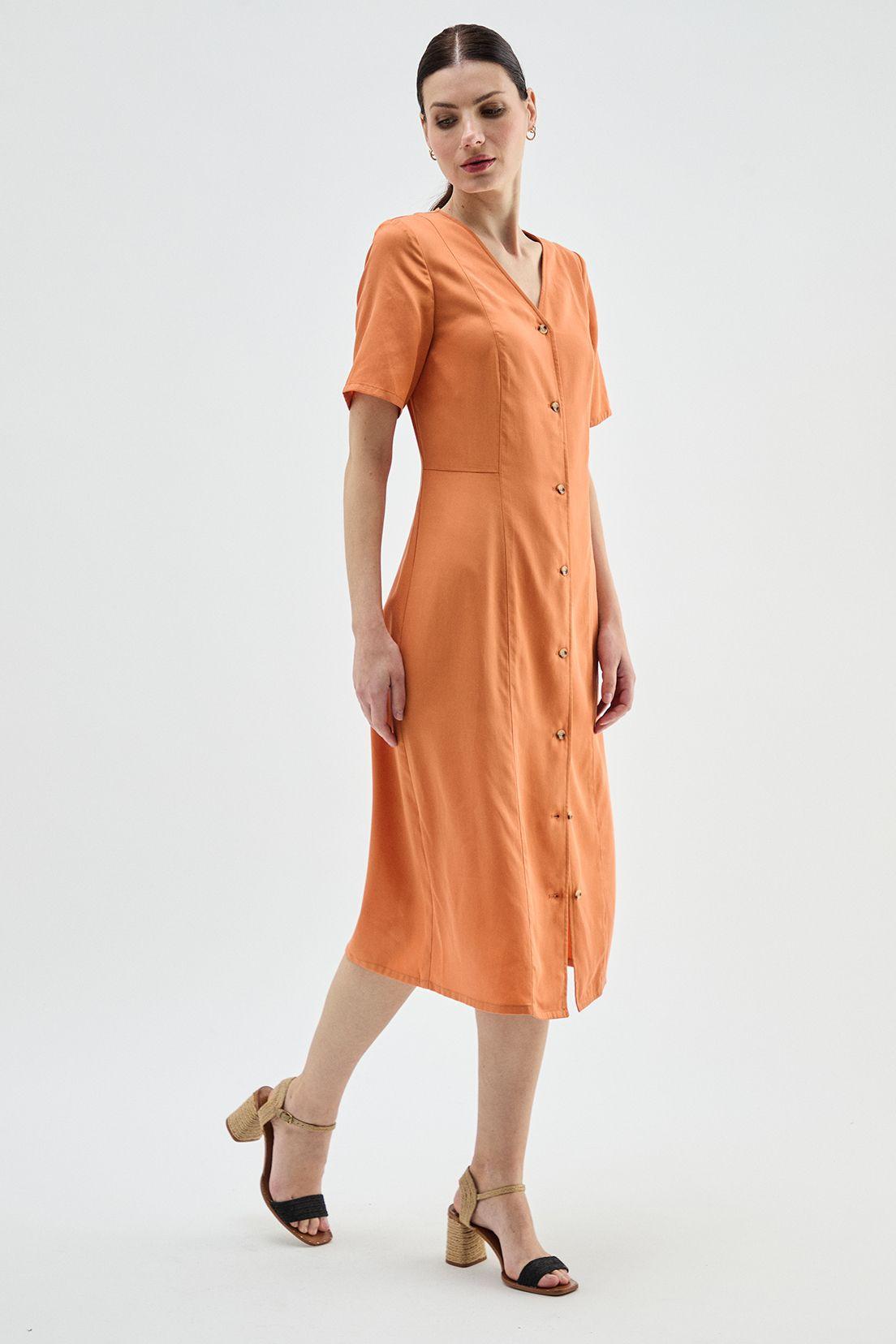 Vestido Lyocell Abotonado Naranjo Ma Griffe 13002224057114-3