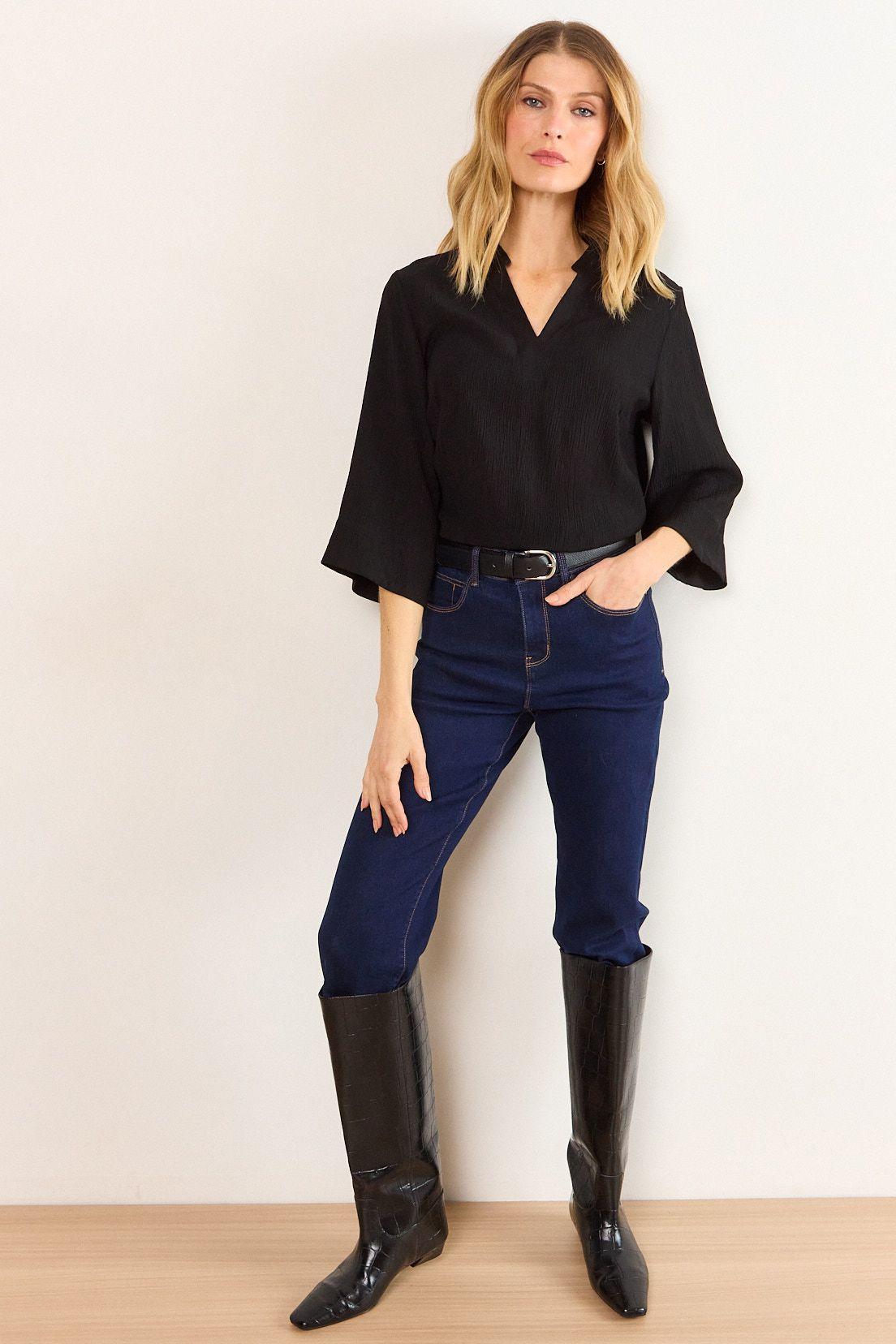 Blusa Holgada Textura Negro Ma Griffe 14002226053102-3