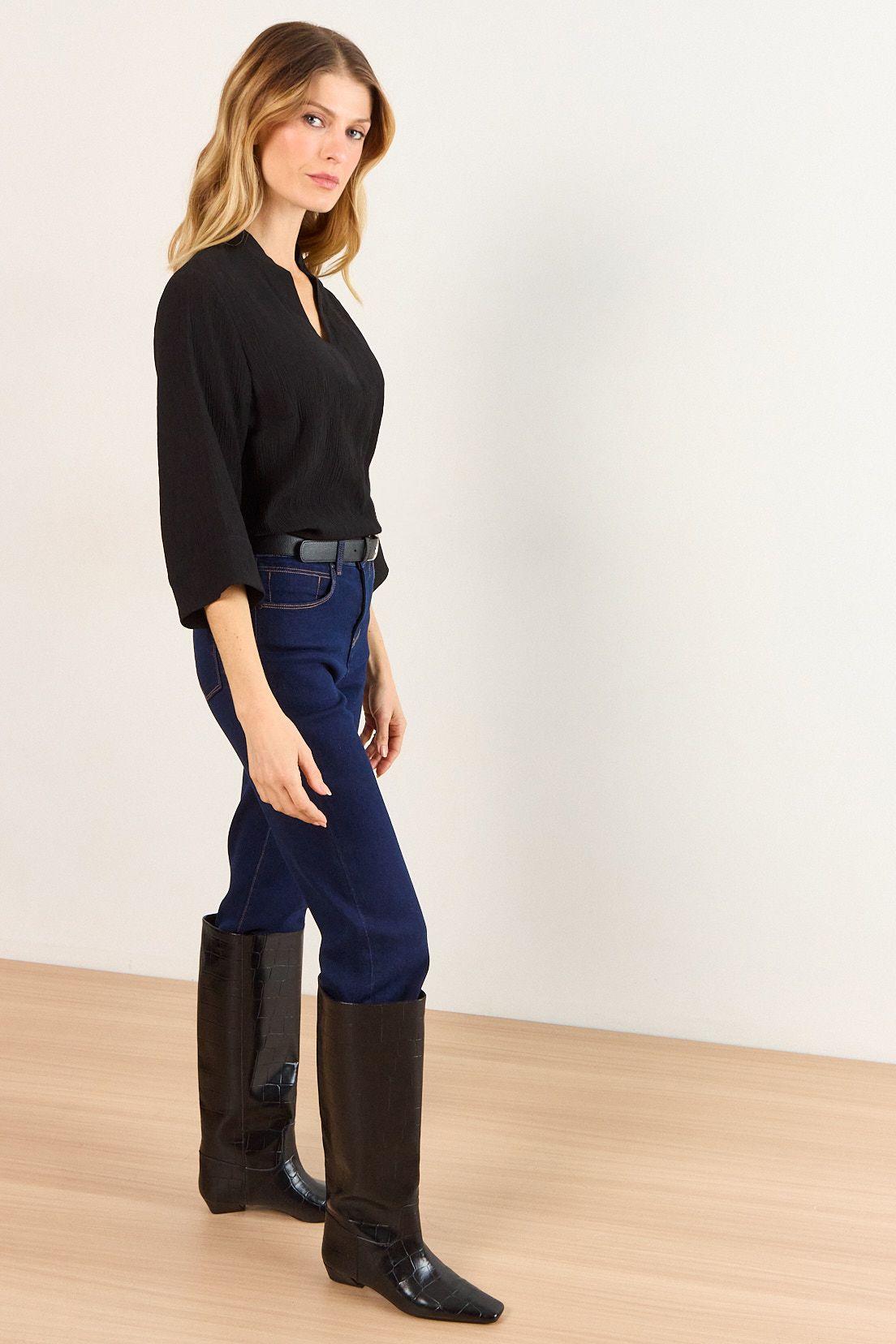 Blusa Holgada Textura Negro Ma Griffe 14002226053102-4