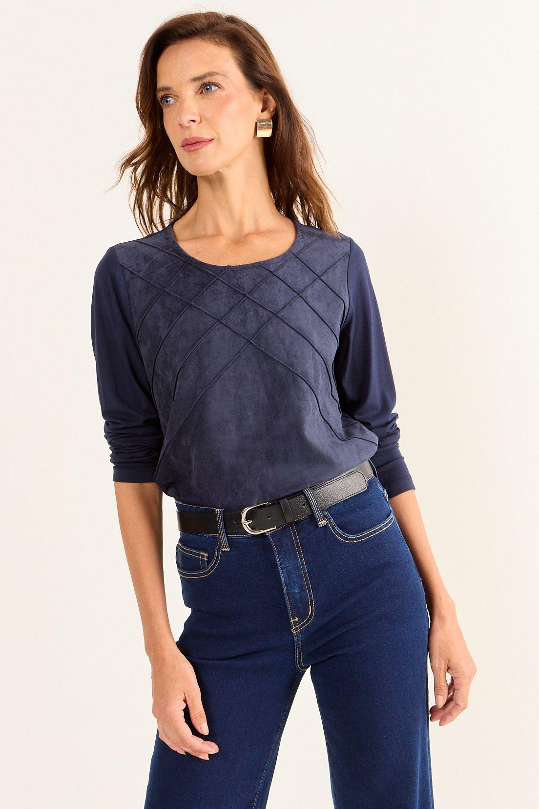 Polera De Suede Azul Ma Griffe 14202126007104-0