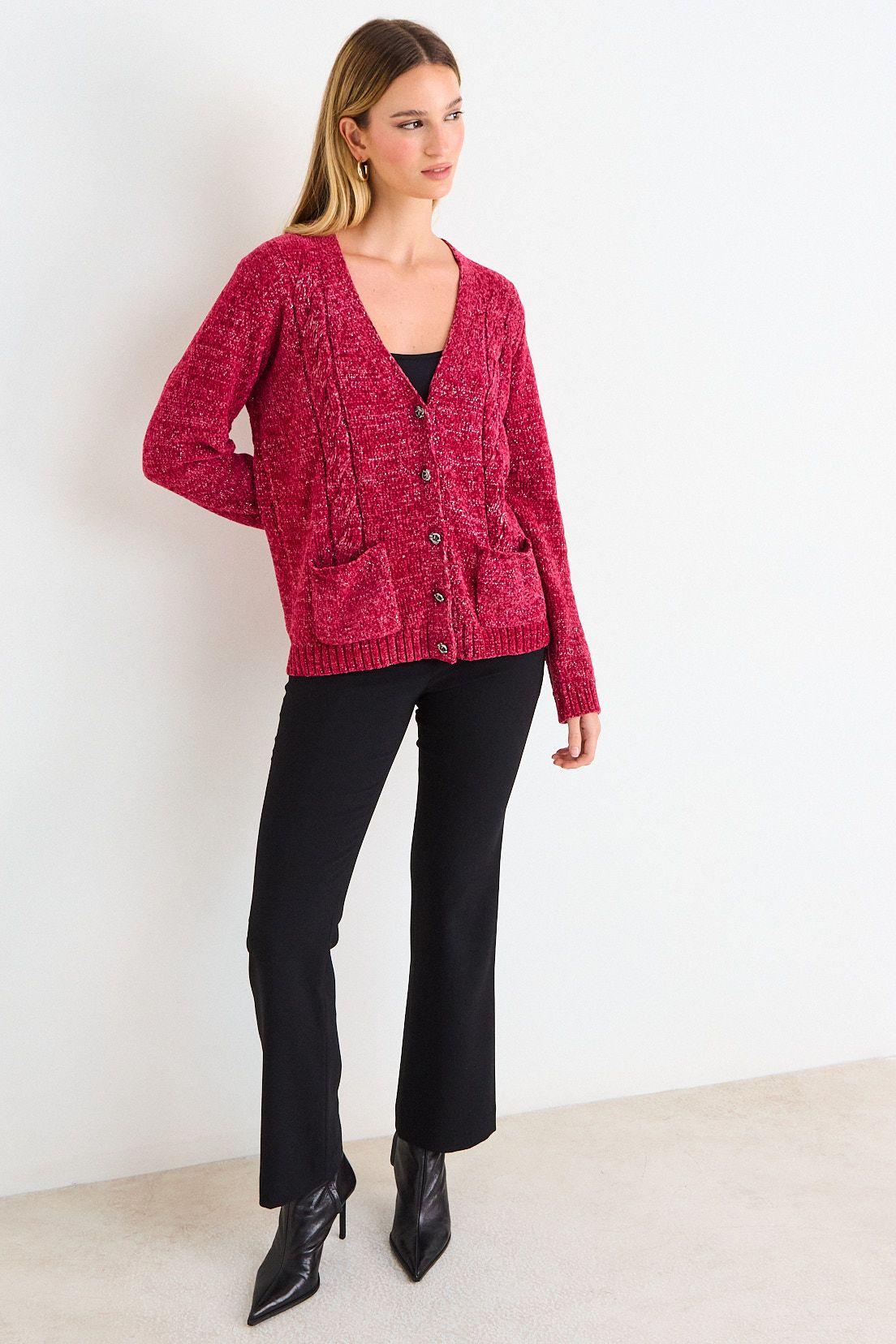 Chaleco Liso Con Lurex Fucsia Ash 18007226003116-3