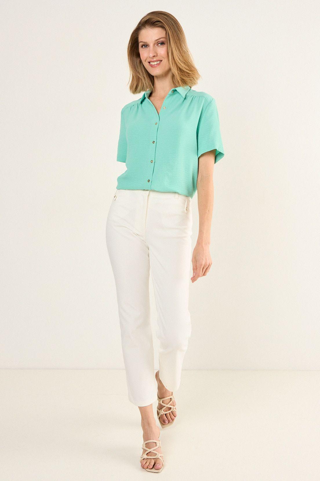 Blusa Camisera Manga Corta Verde Ma Griffe 14002126054217-3