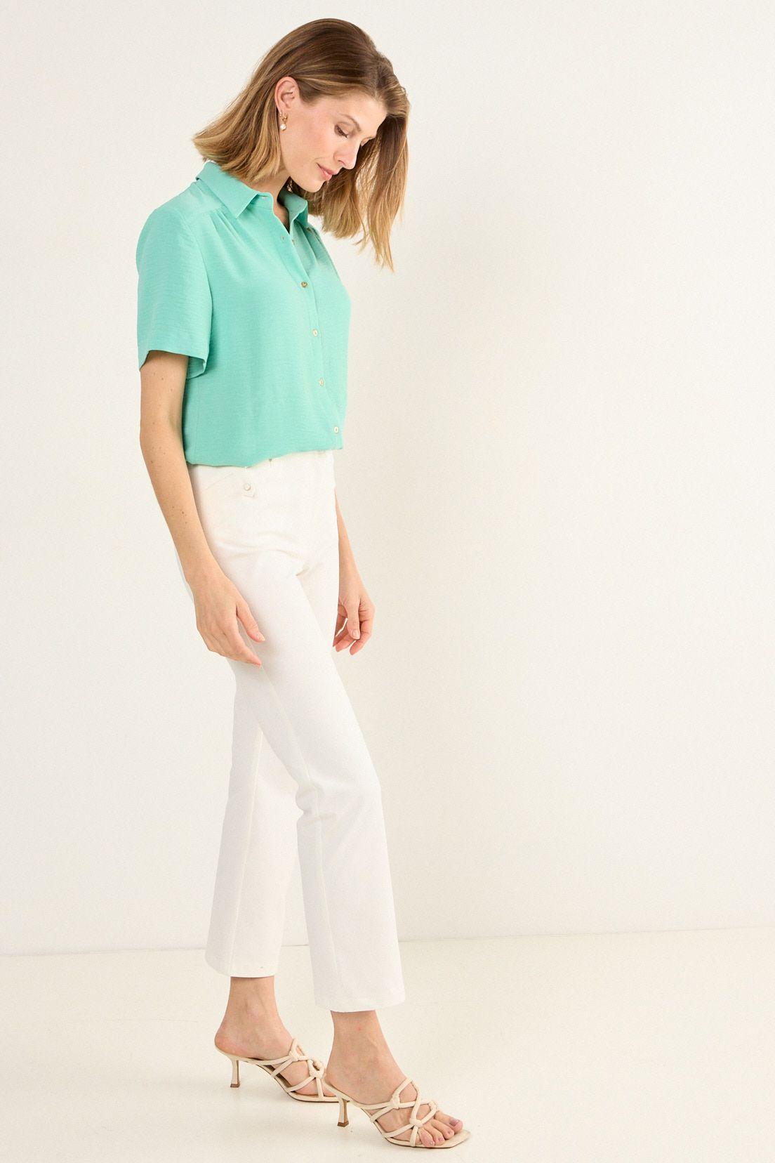 Blusa Camisera Manga Corta Verde Ma Griffe 14002126054217-4